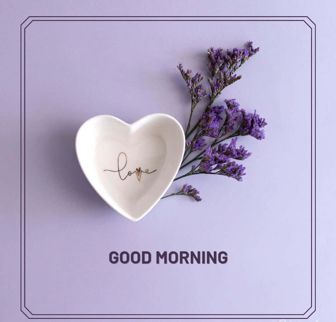 God morgen kjærlighet hjertefat og lavendel Bakgrunner