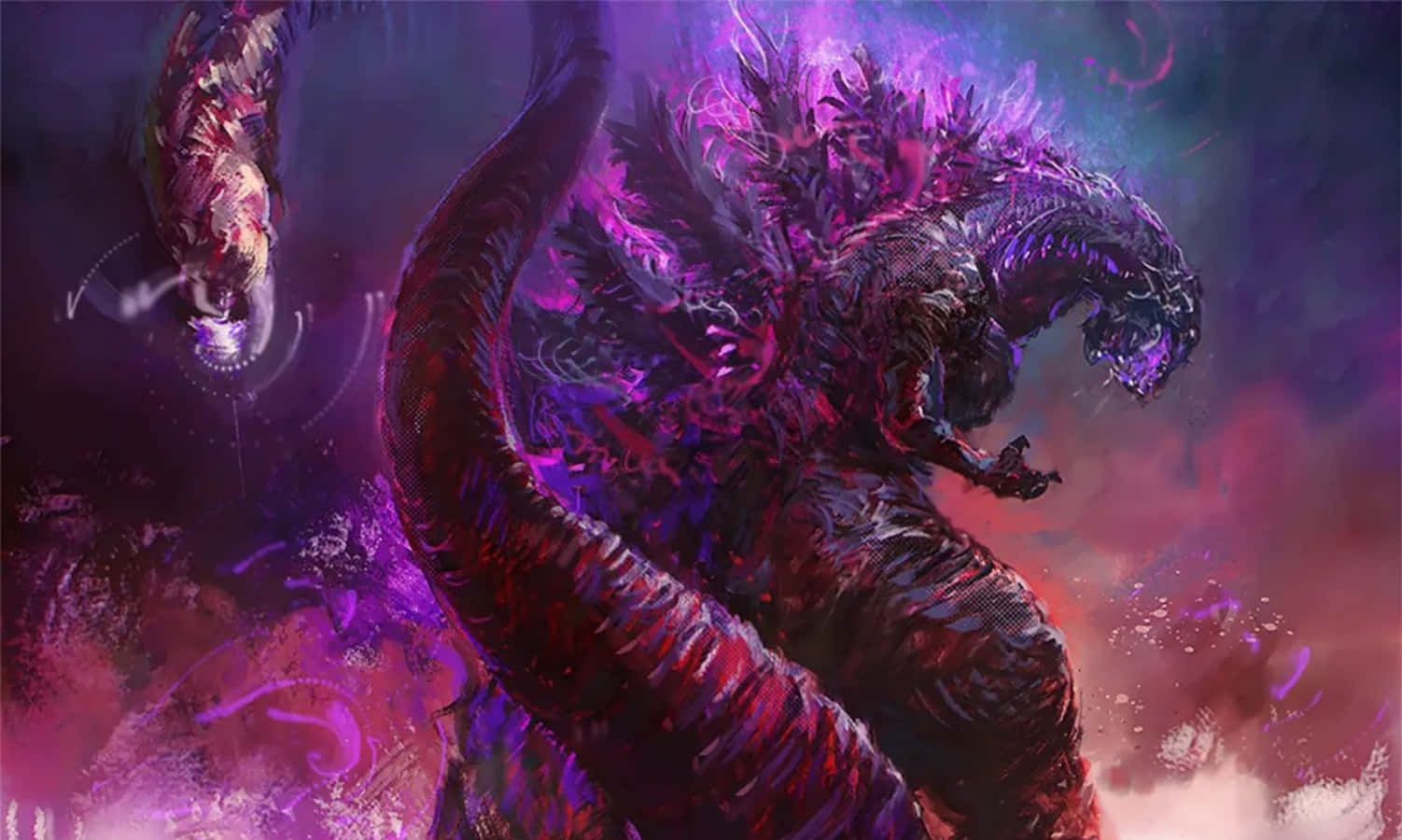 Godzilla Lilla Estetiske Lyseffekter Bilde Bakgrunner