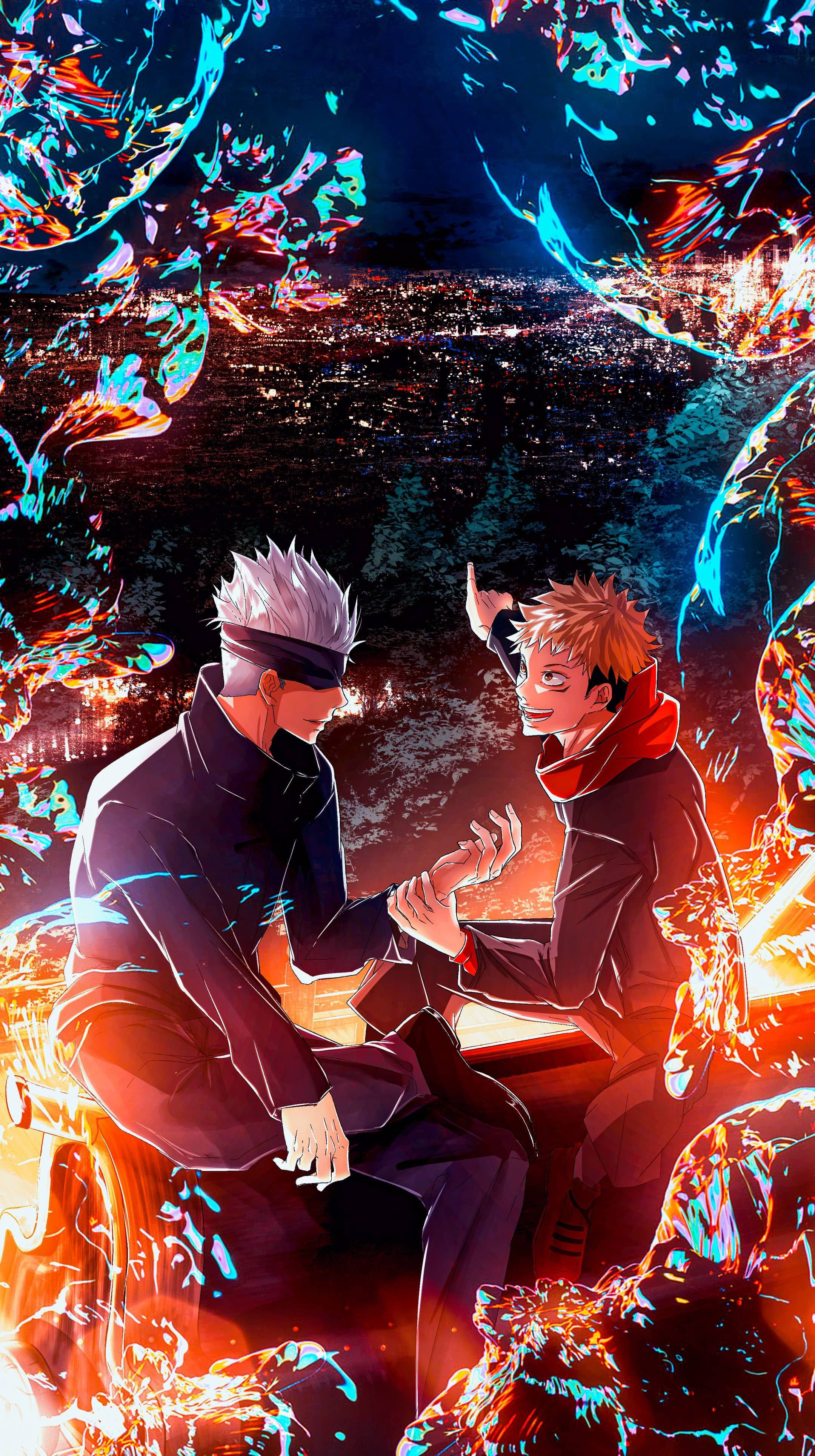 Gojo og Yuji Jujutsu Kaisen iPhone Bakgrunner