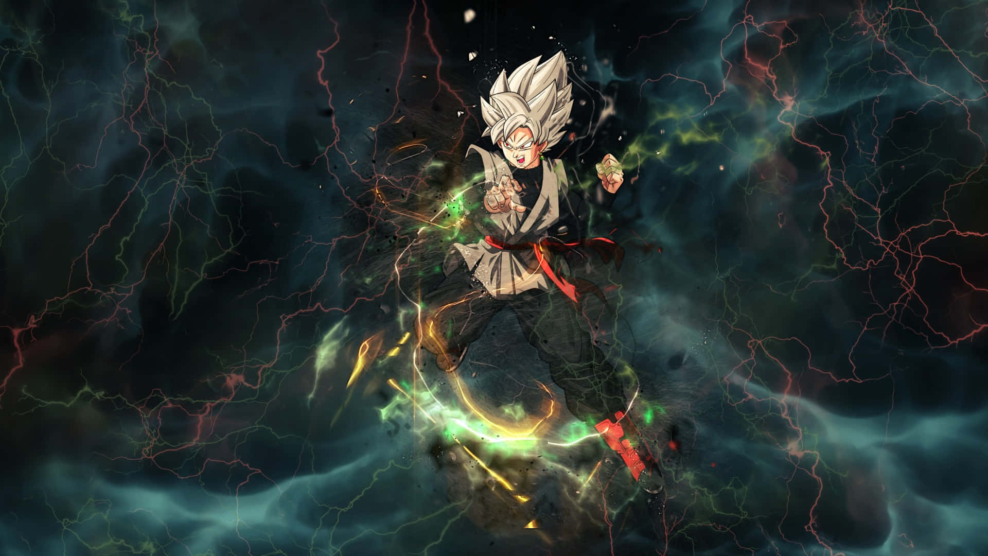 Goku Black i Ildfull Kampstilling Bakgrunner