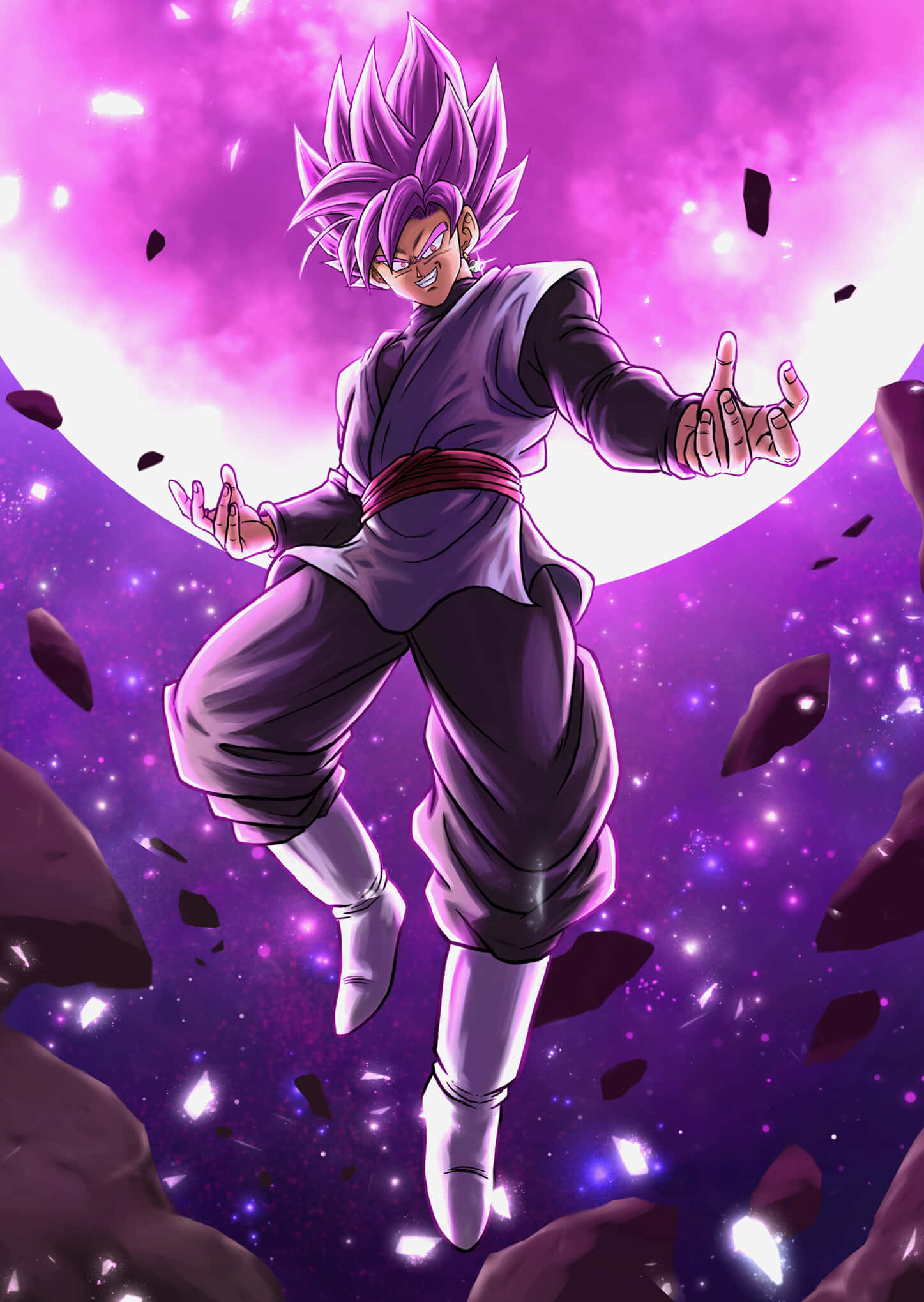 Goku Black som lader til kamp i Super Saiyan Rosé-form Bakgrunner