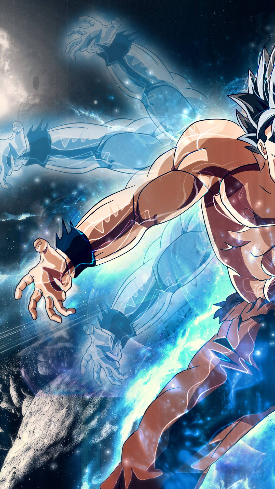 Dragon Ball Super broly San Goku som bruker kreftene sine med blå lyn, populær anime Goku.