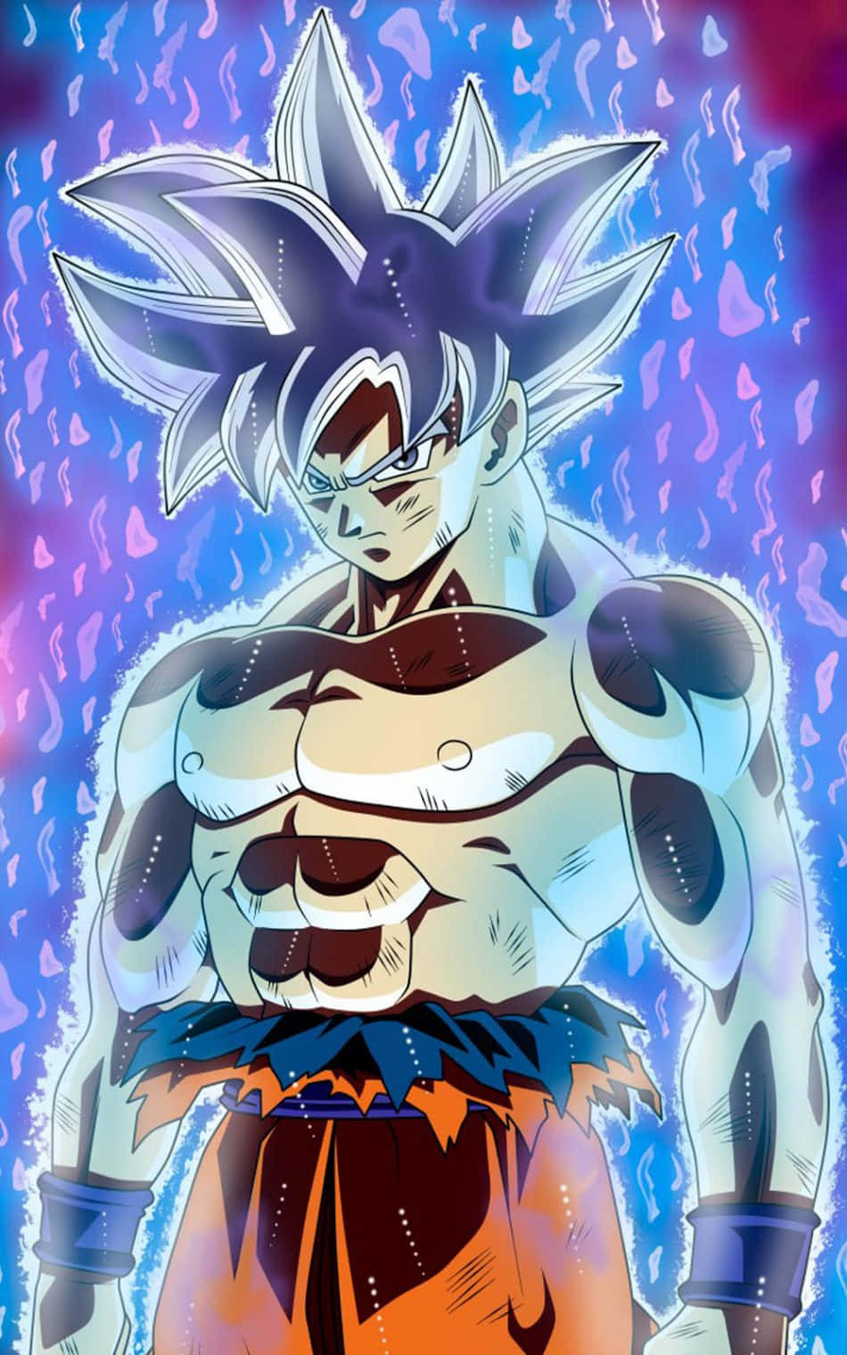 Gokus kraft når han låser opp Ultra Instinkt Bakgrunner