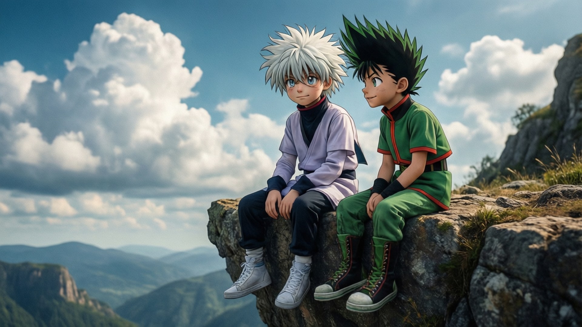 Gon og Killua ser på skyer Bakgrunner