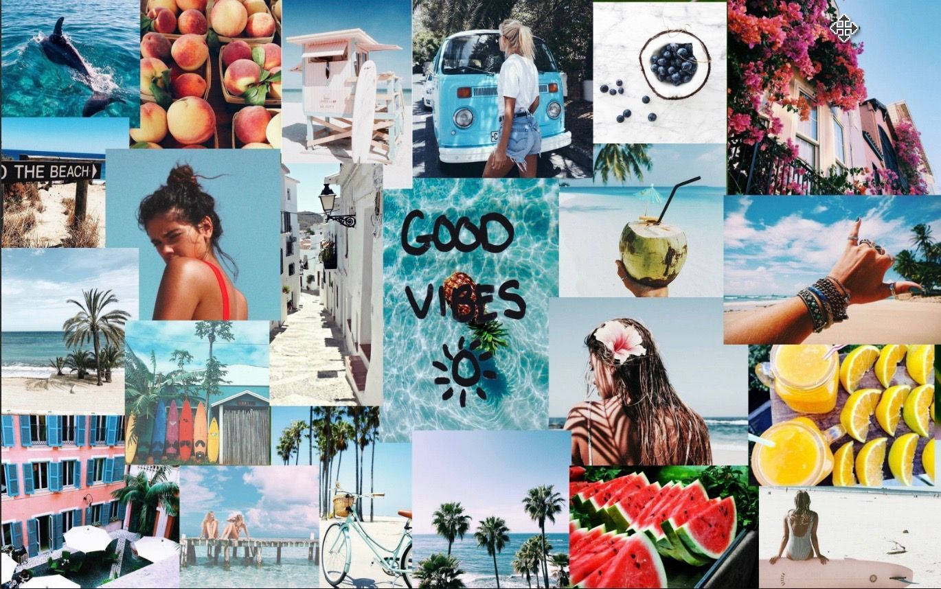 Good Vibes Collage Sommerestetikk Datamaskin Bakgrunner