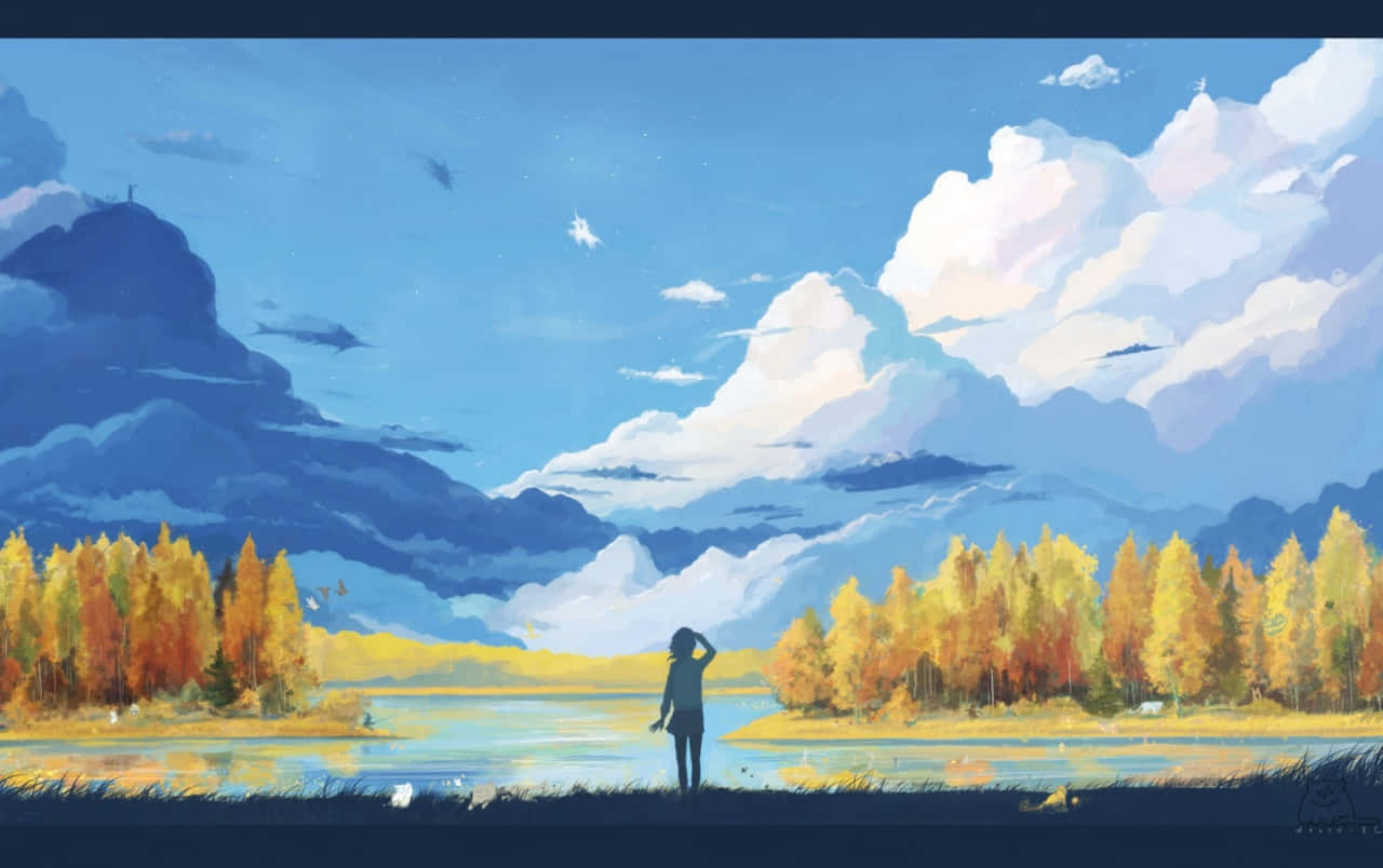 Google Anime Vendt Mot Elven Bakgrunner