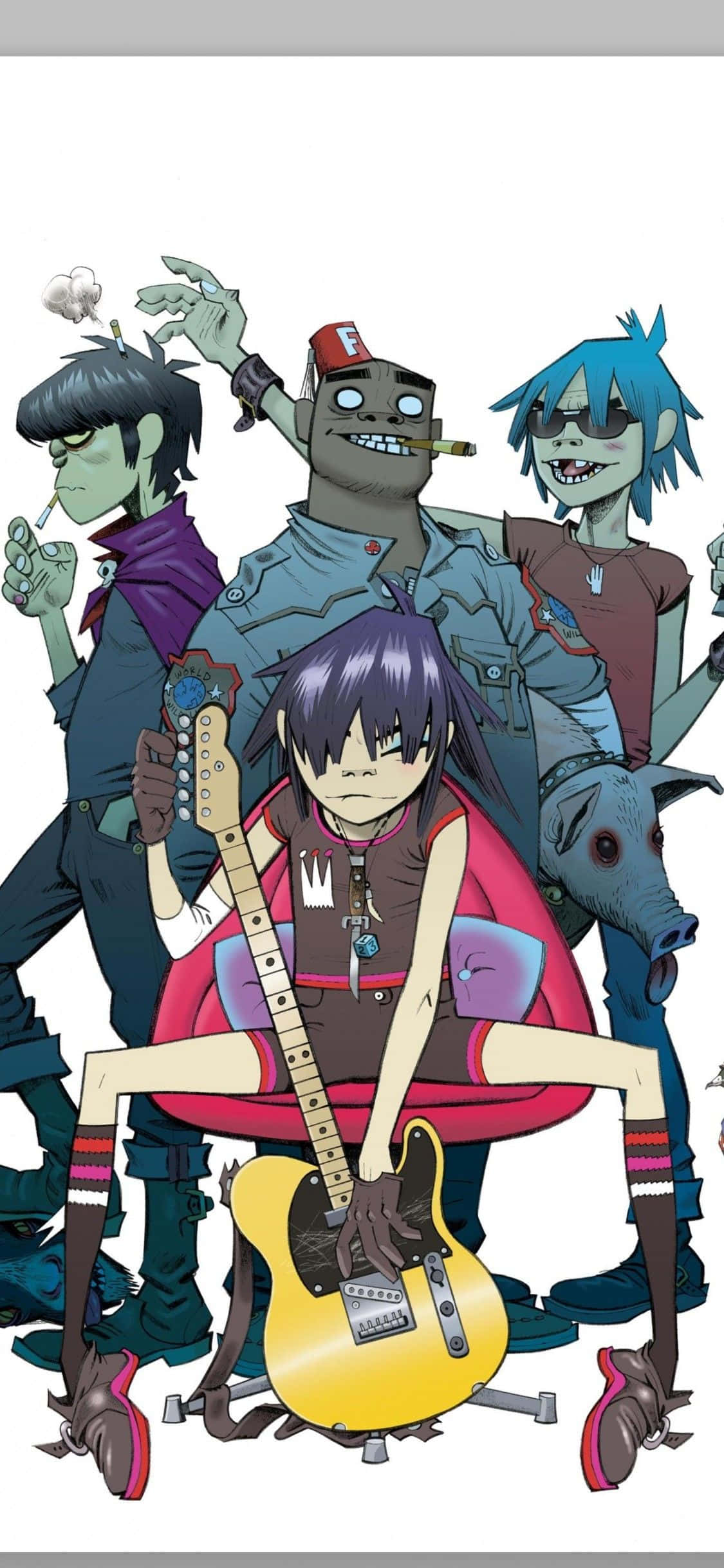 Gorillaz iPhone Bandmedlemmer Noodle I Sentrum Bakgrunner