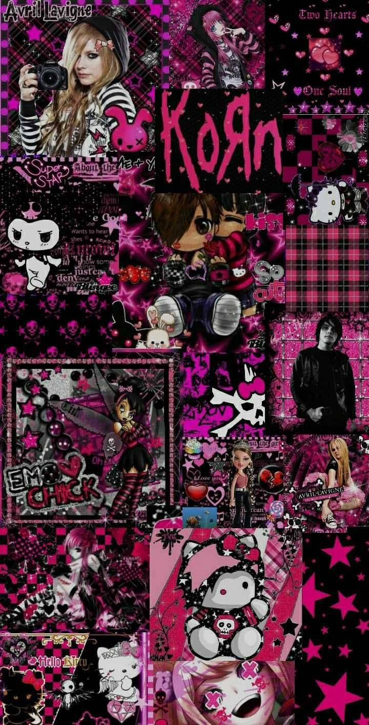 Goth estetikk rosa søt digital collage Bakgrunner