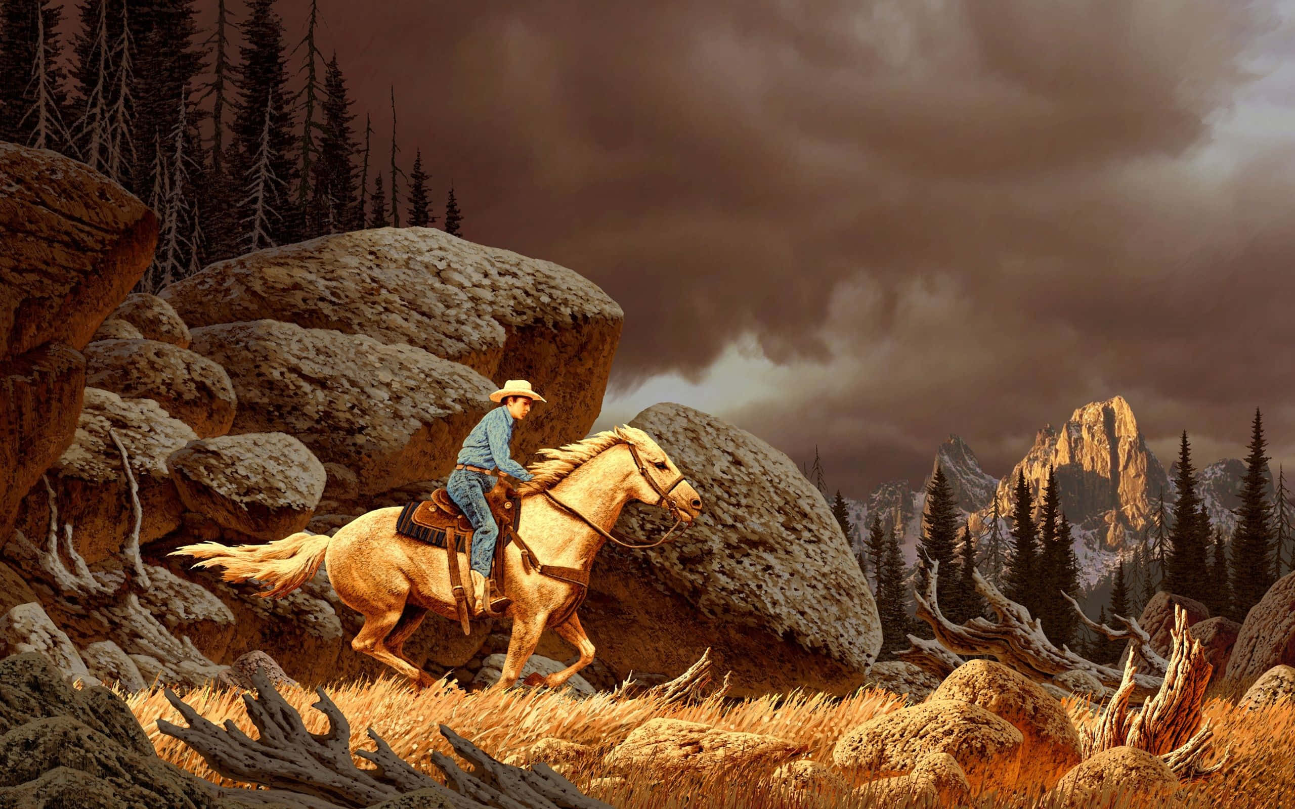 Grafisk kunst western cowboy skrivebord Bakgrunner