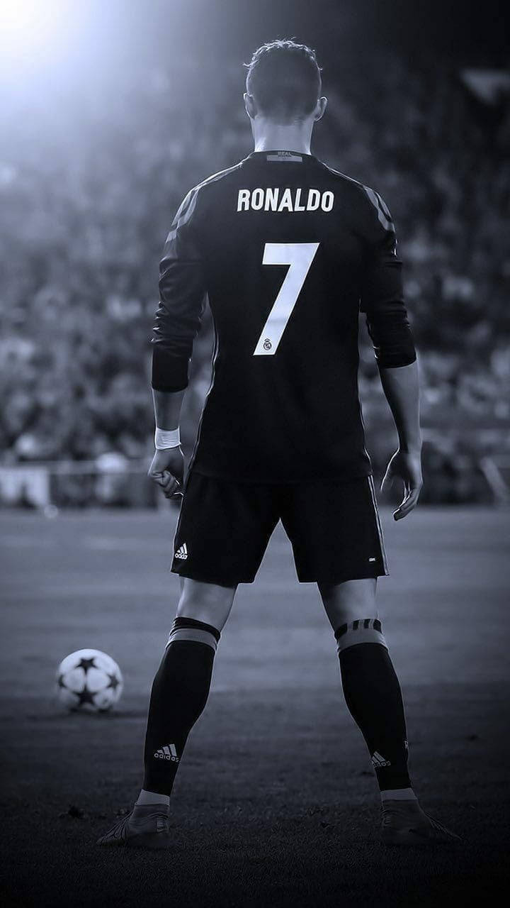 Gråskala Cristiano Ronaldo HD Fotball Bakgrunner