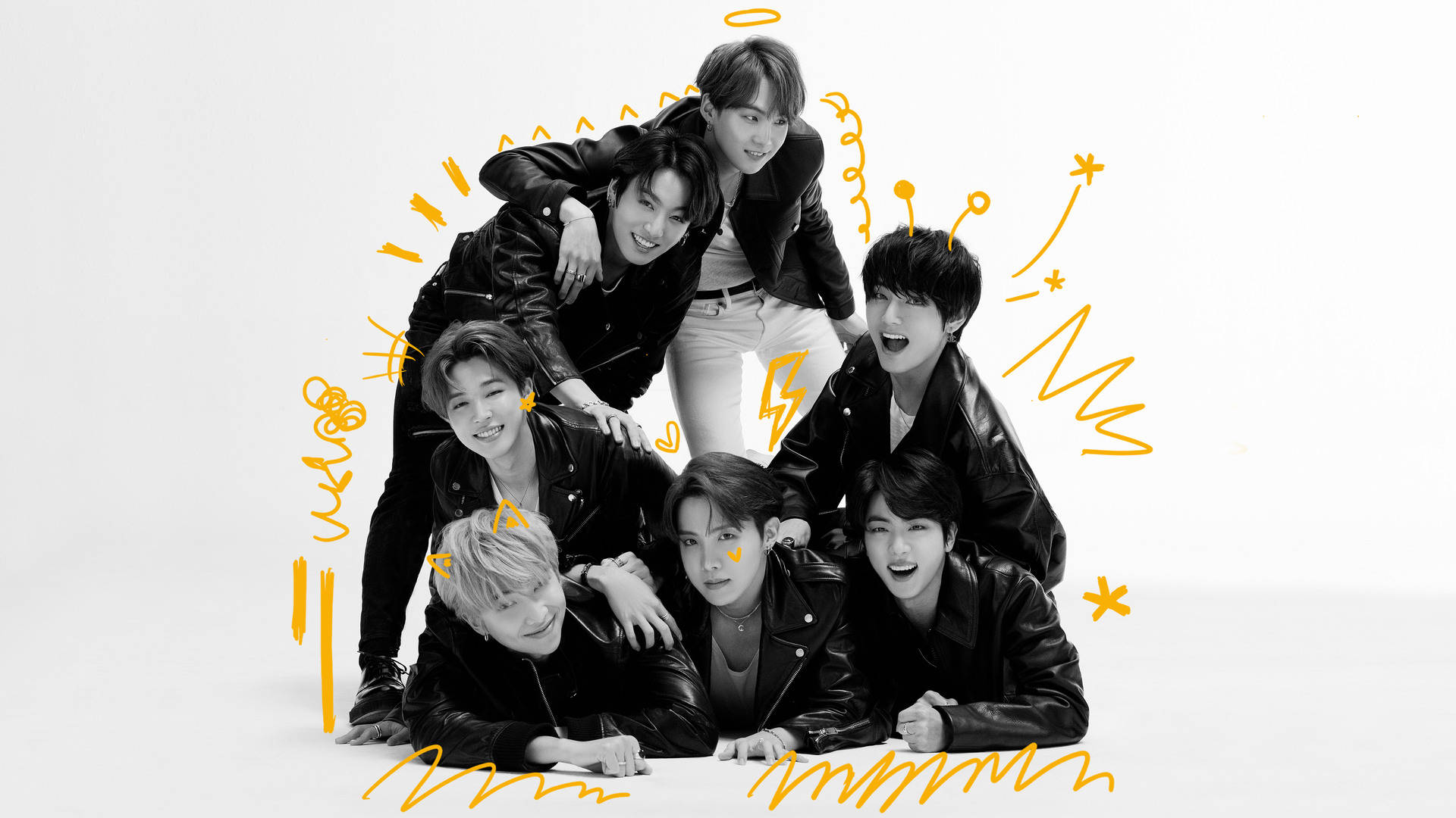 Grayscale BTS gruppebilde Bakgrunner