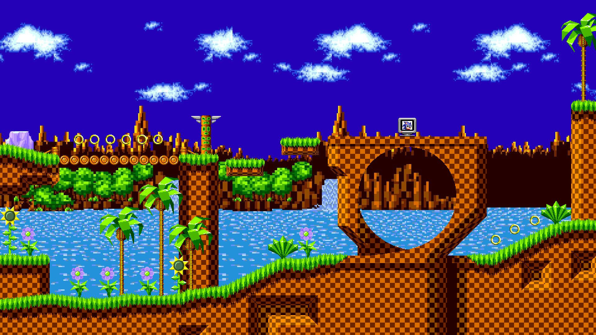 Green Hill Zone med en loop-hindring Bakgrunner