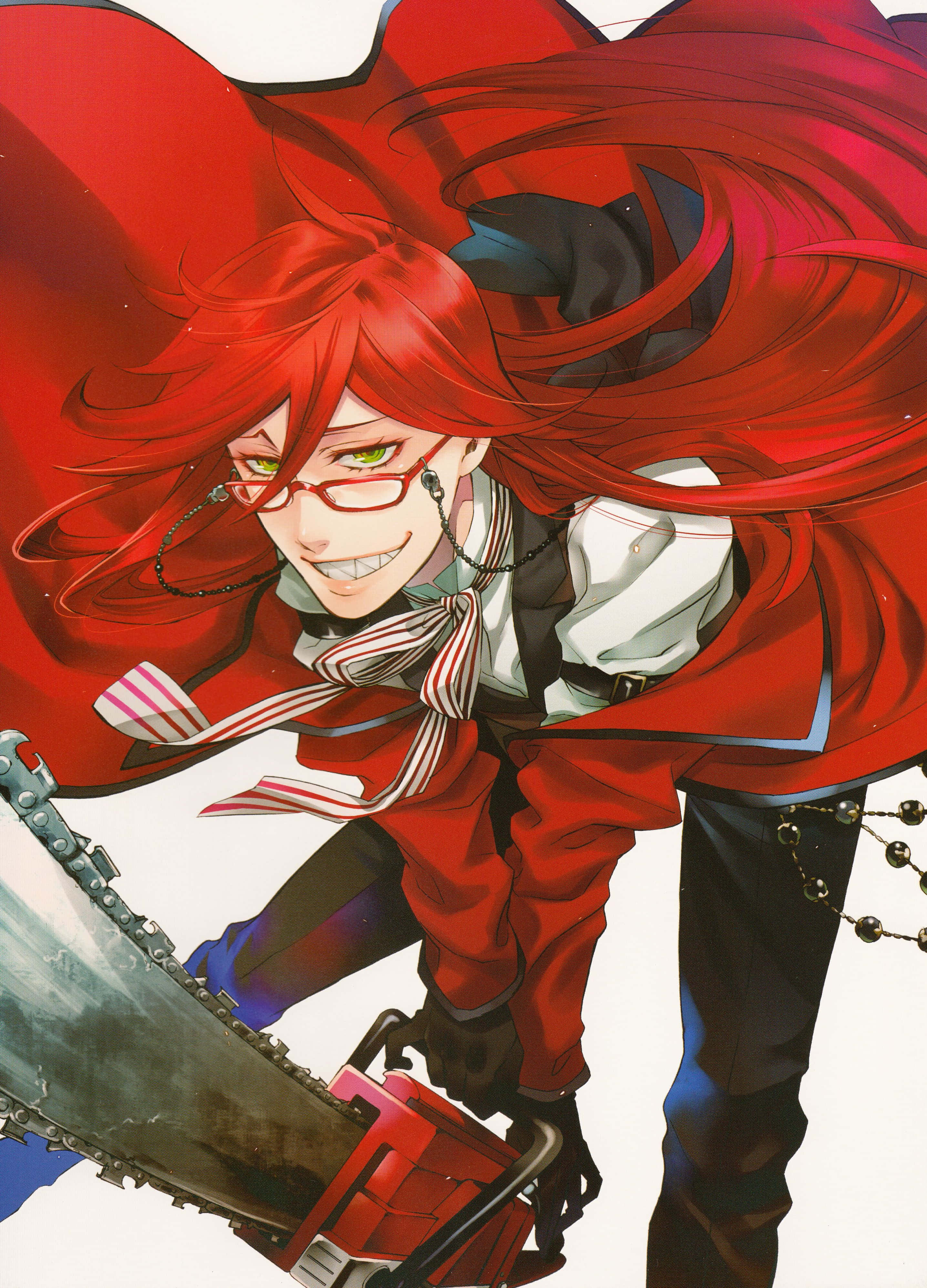 Grell Sutcliff inntar en positur i et imponerende bakgrunnsbilde Bakgrunner