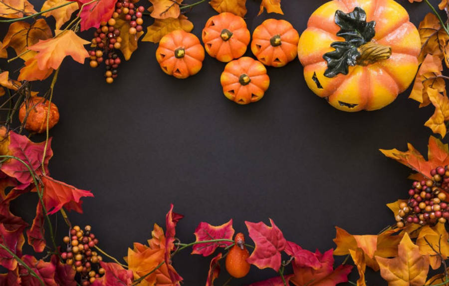 Gresskar og Løv Høst Halloween Bakgrunner