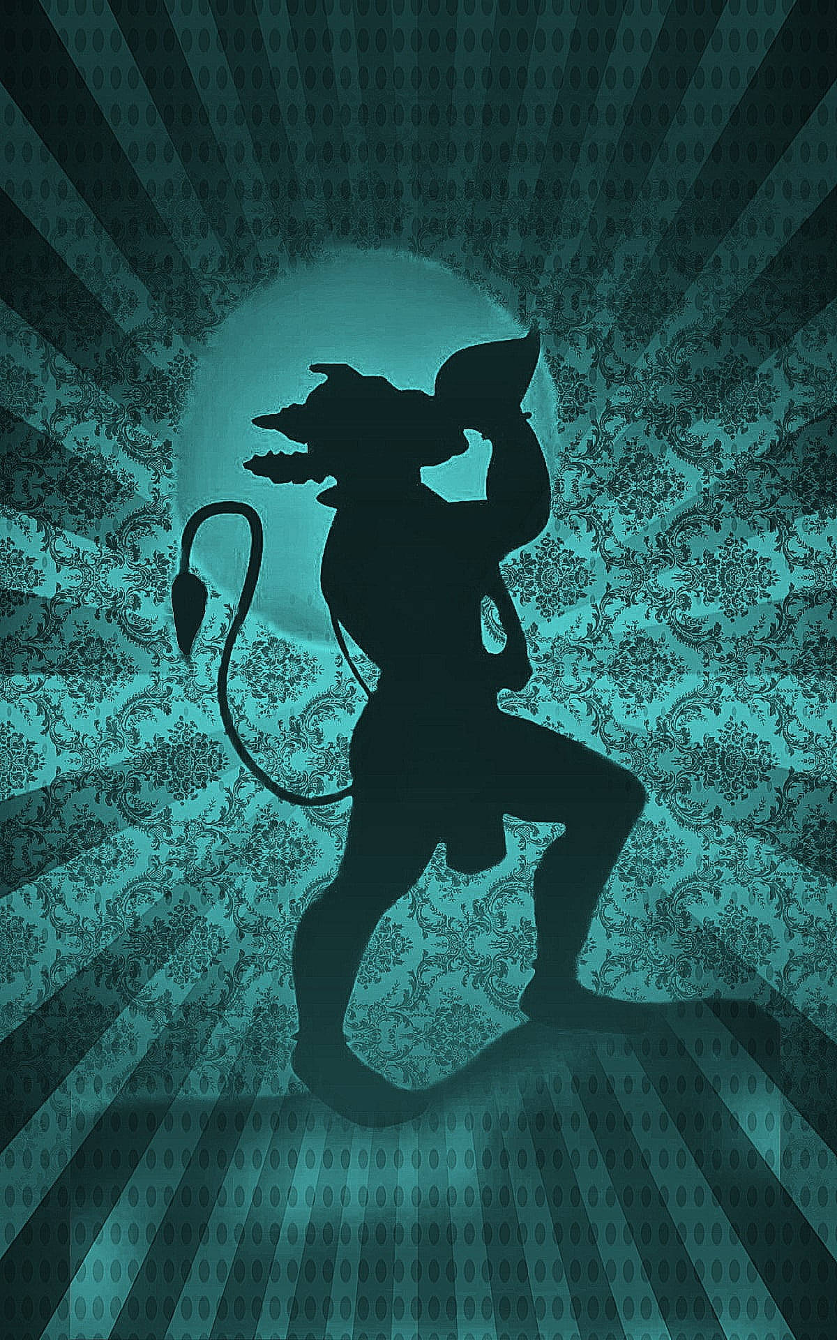 Grønn gud Hanuman med skjell Bakgrunner