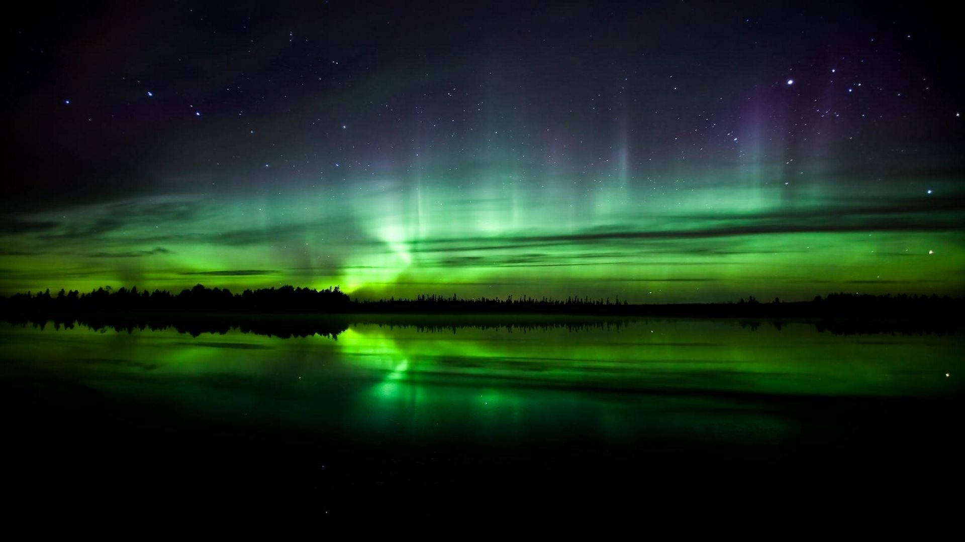 Grønn himmel over innsjø Bakgrunner