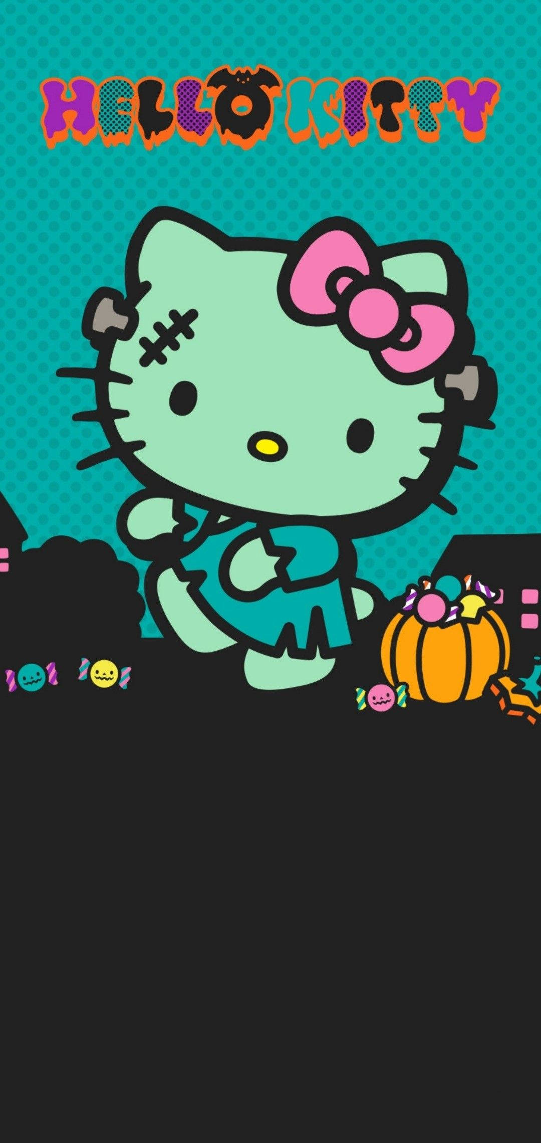 Grønn Hello Kitty Halloween-zombie Bakgrunner