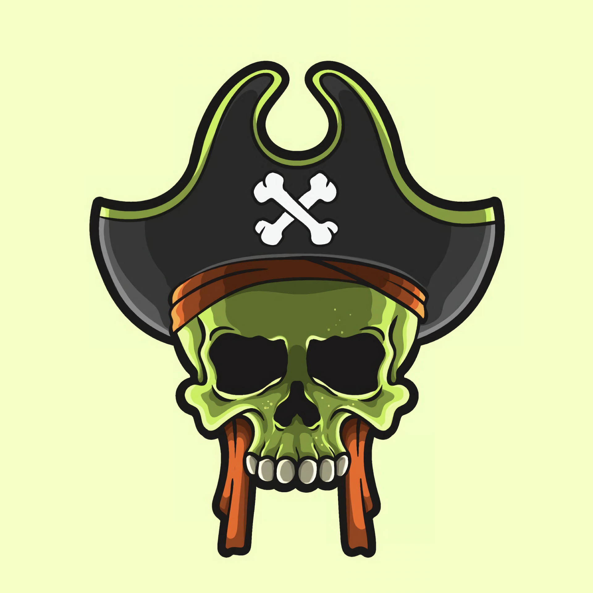 Grønn hodeskalle piratlogo bakgrunnsbilde