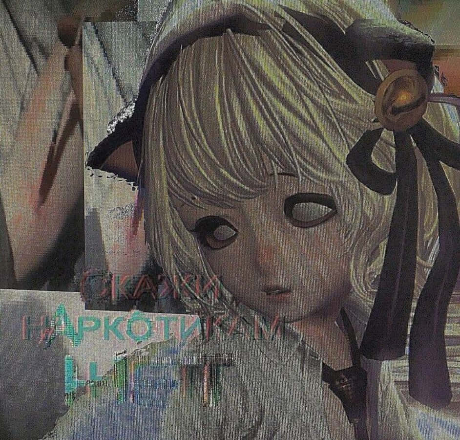 Grunge Anime-jente med kattehette Bakgrunner