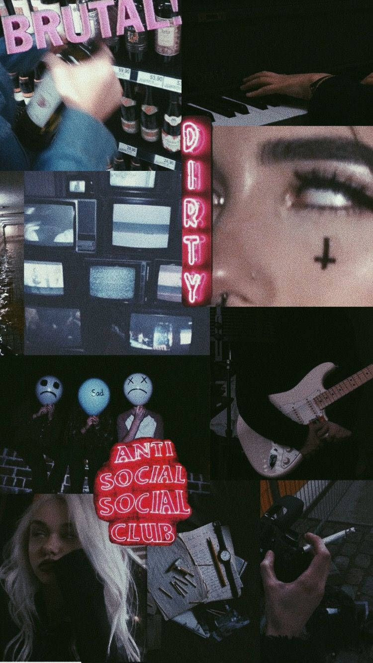 Grungy E-Girl Estetisk Collage Bakgrunner