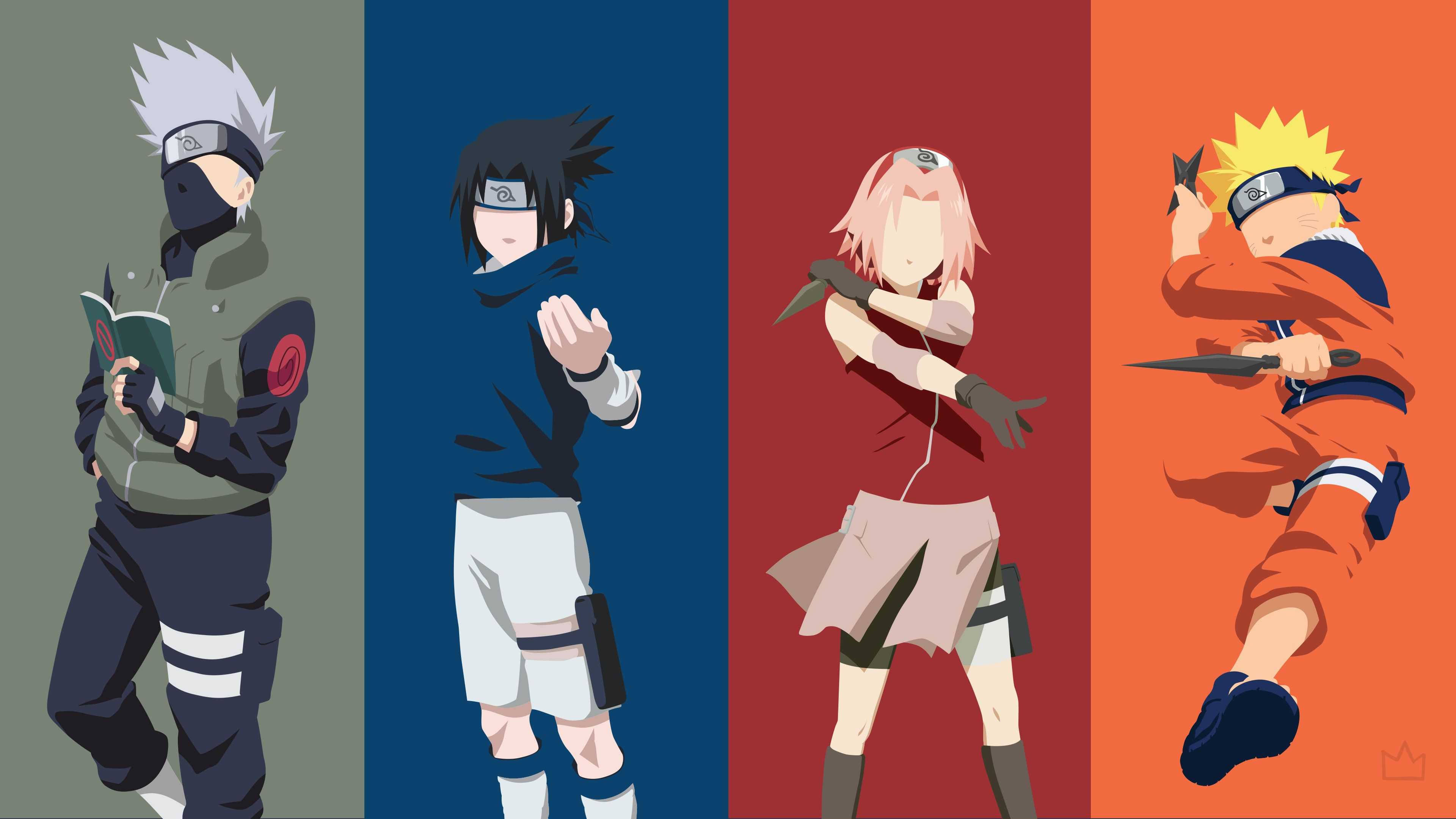 Gruppe Naruto Team 7 Minimalistisk Bakgrunner