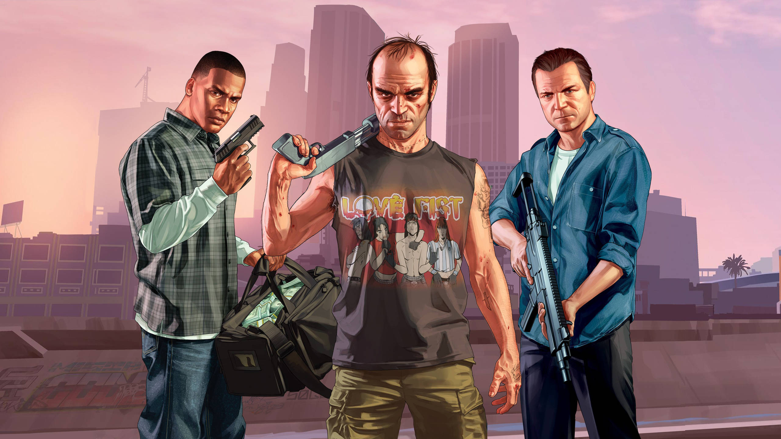 GTA 5 2560x1440 Tøffe karakterer Bakgrunner
