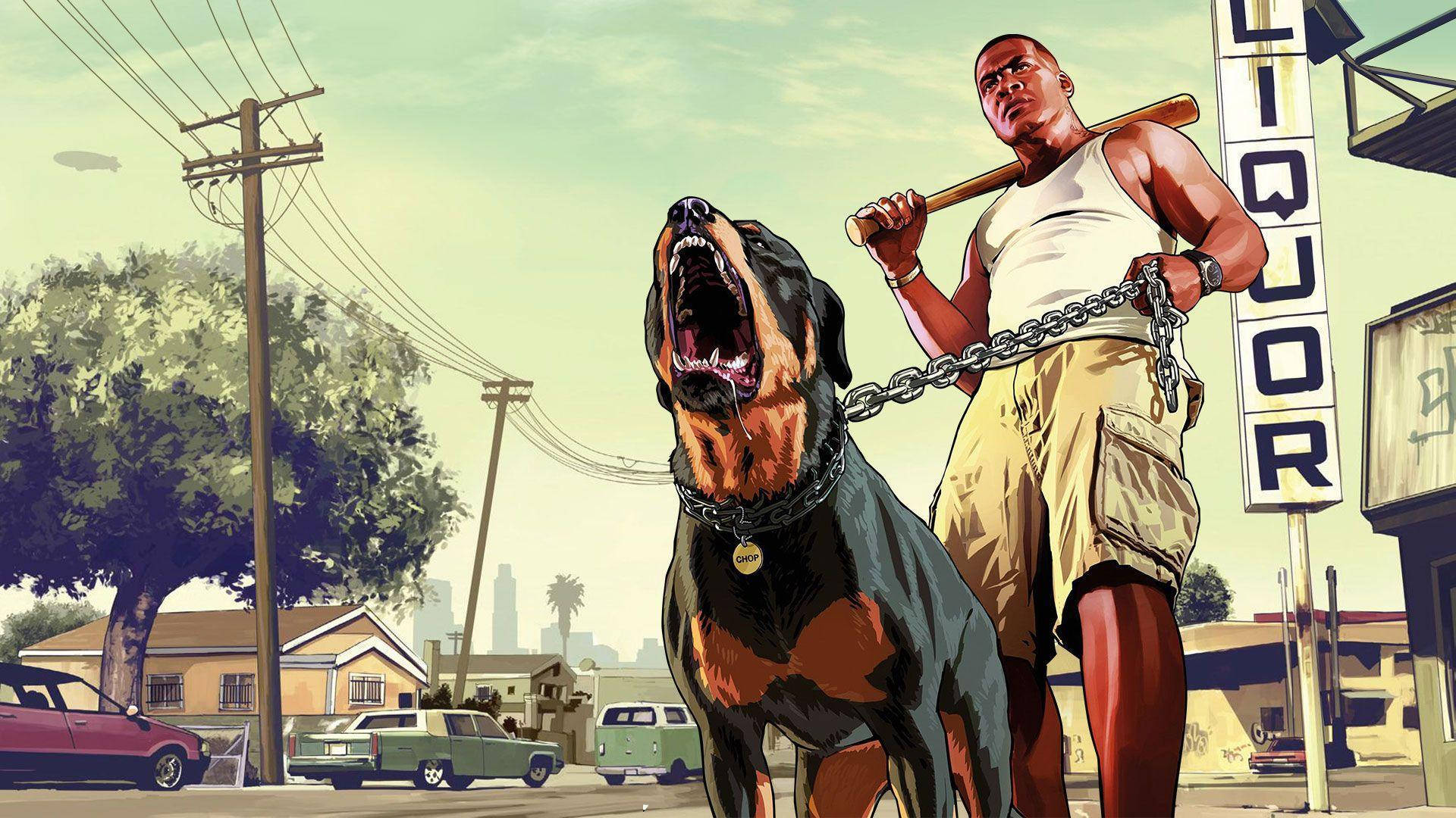 GTA SA 4K Carl Johnson Hund Bakgrunner