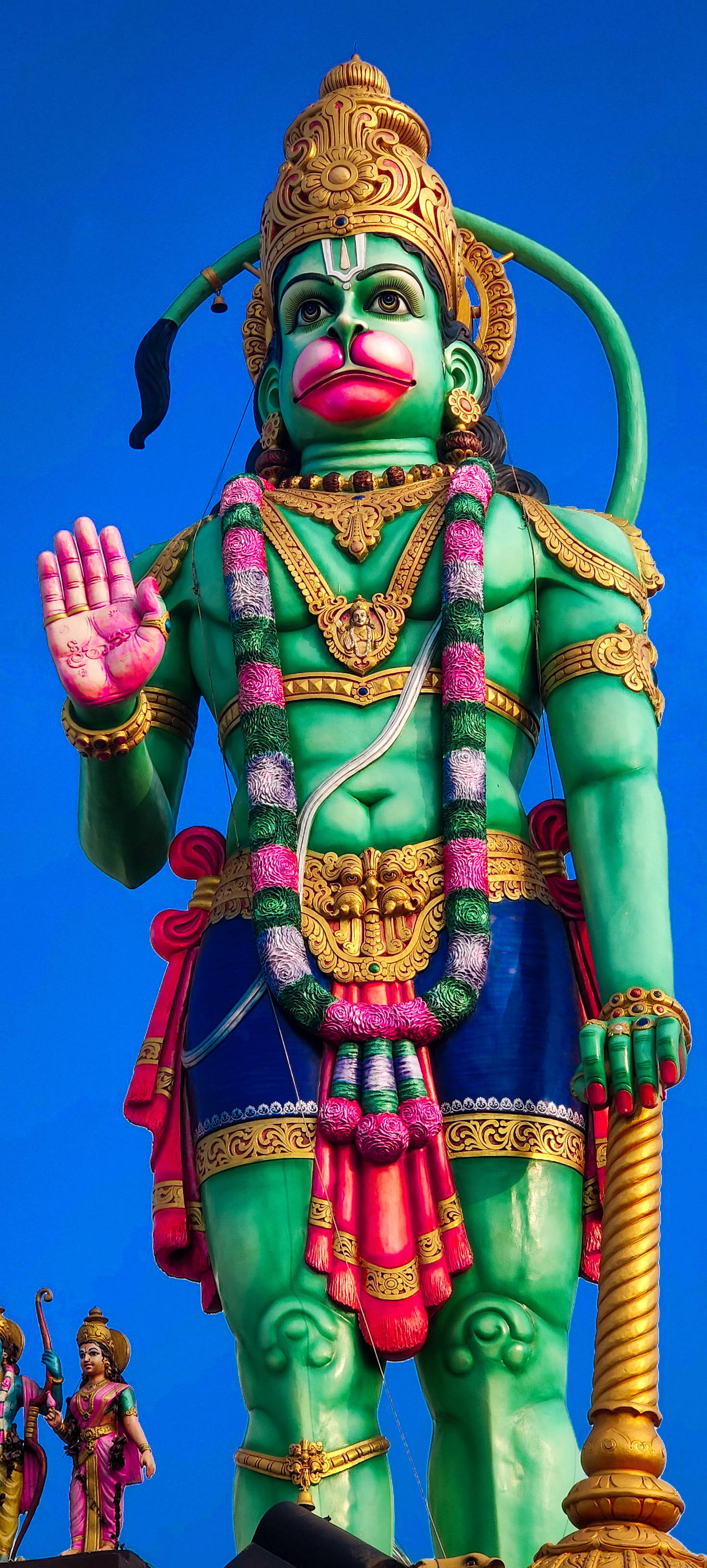 Gud Hanuman Gigantisk Grønn Statue Bakgrunner