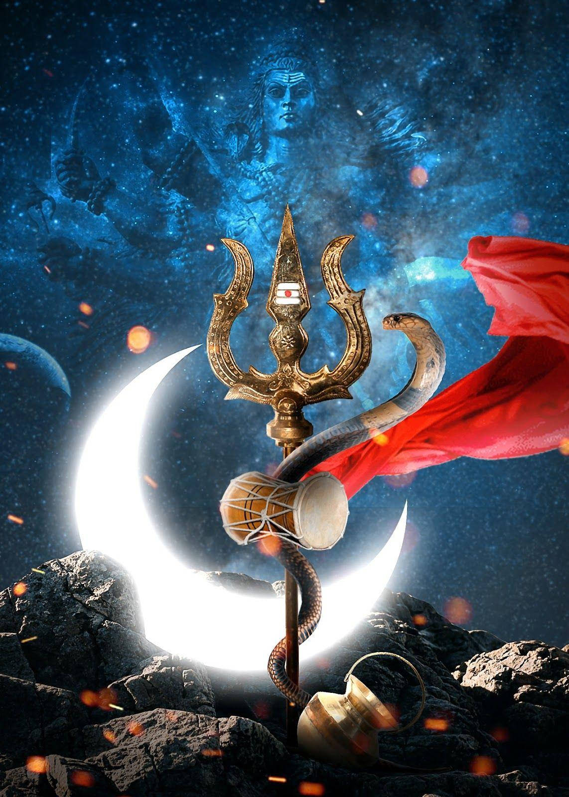 Gud Mobil Shiva Symbolikk Trefork Vasuki Bakgrunner