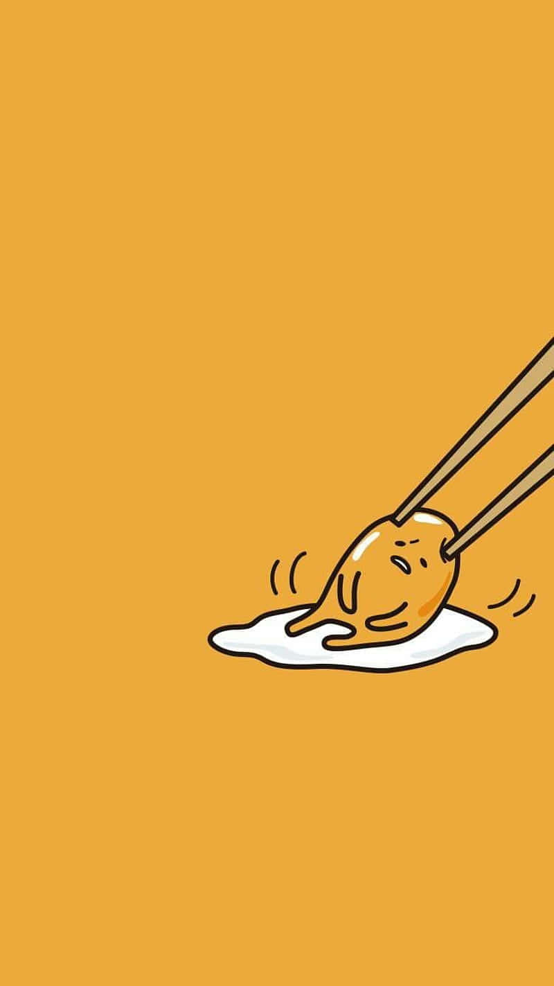 Gudetama-telefon dratt av spisepinner Bakgrunner