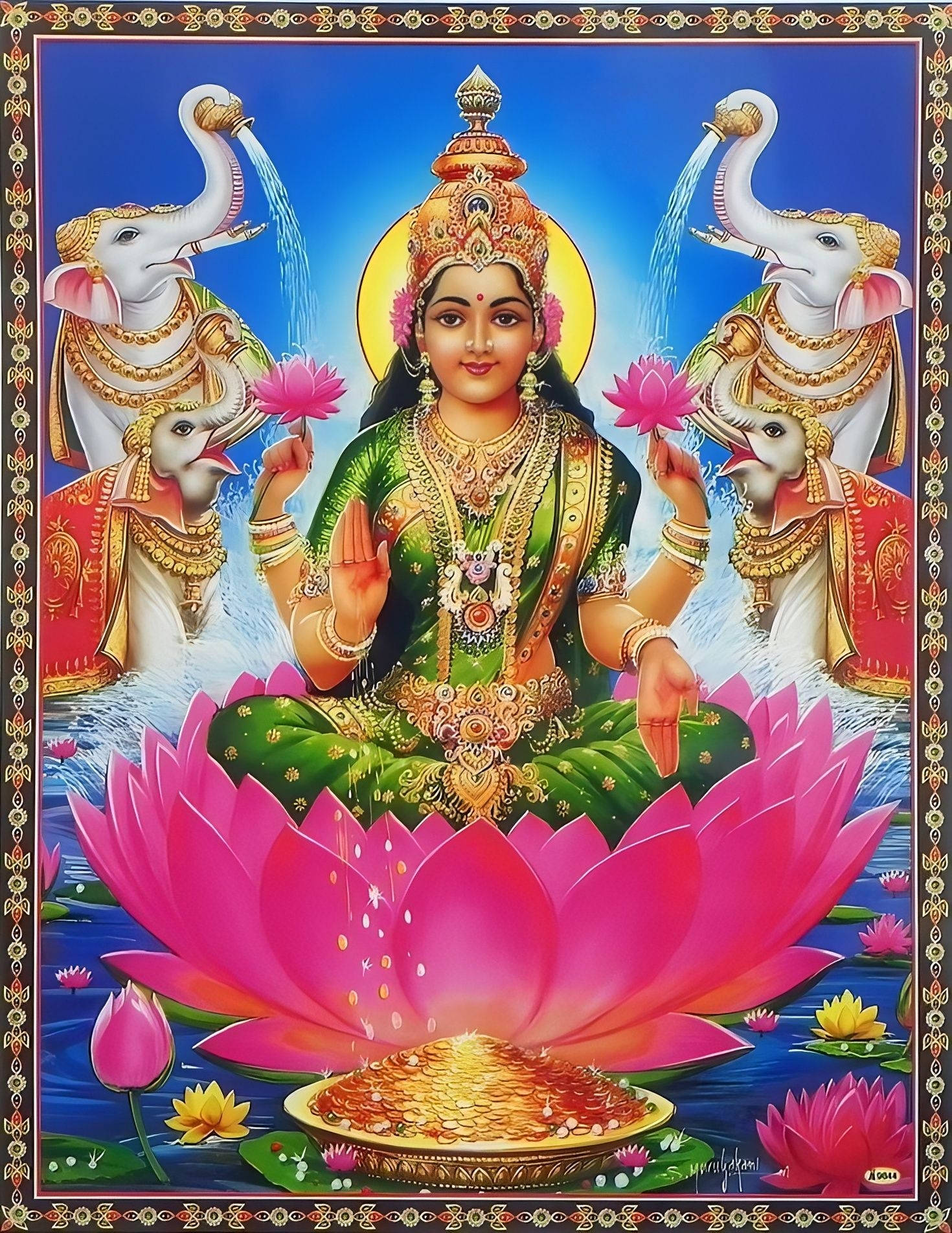 Gudinnen Gaja Ashta Lakshmi Bakgrunner