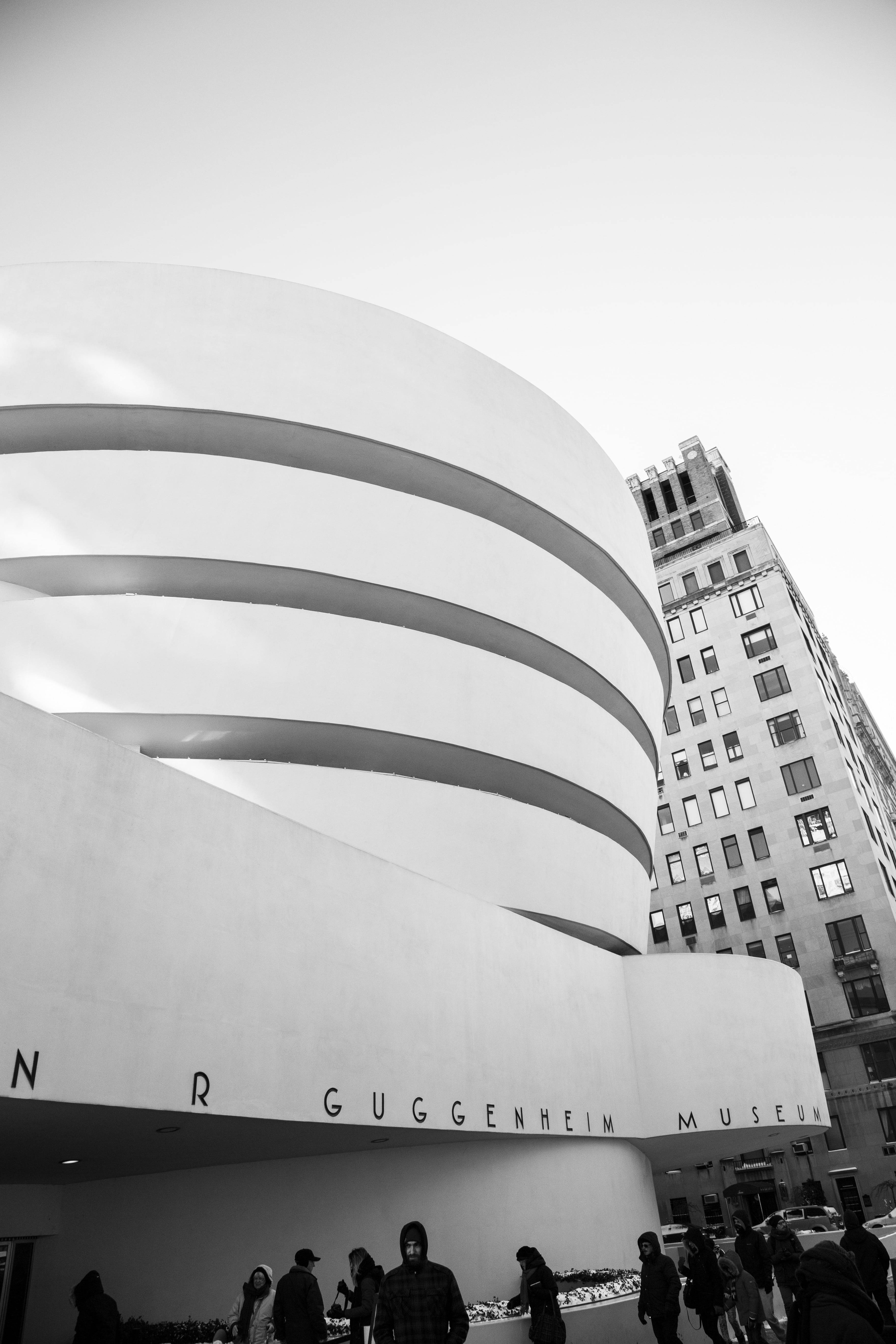 Guggenheim Museum New York Svart Hvitt Bakgrunner