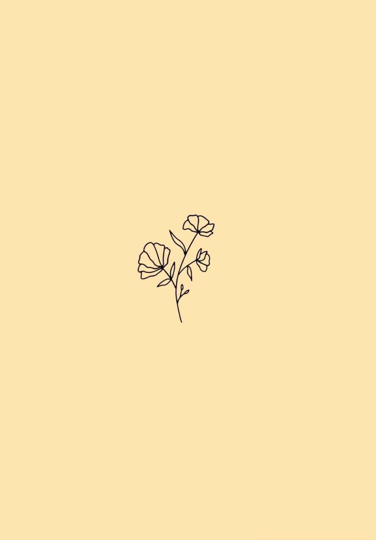 Gul estetisk pastell minimalistisk håndtegnet blomster Bakgrunner