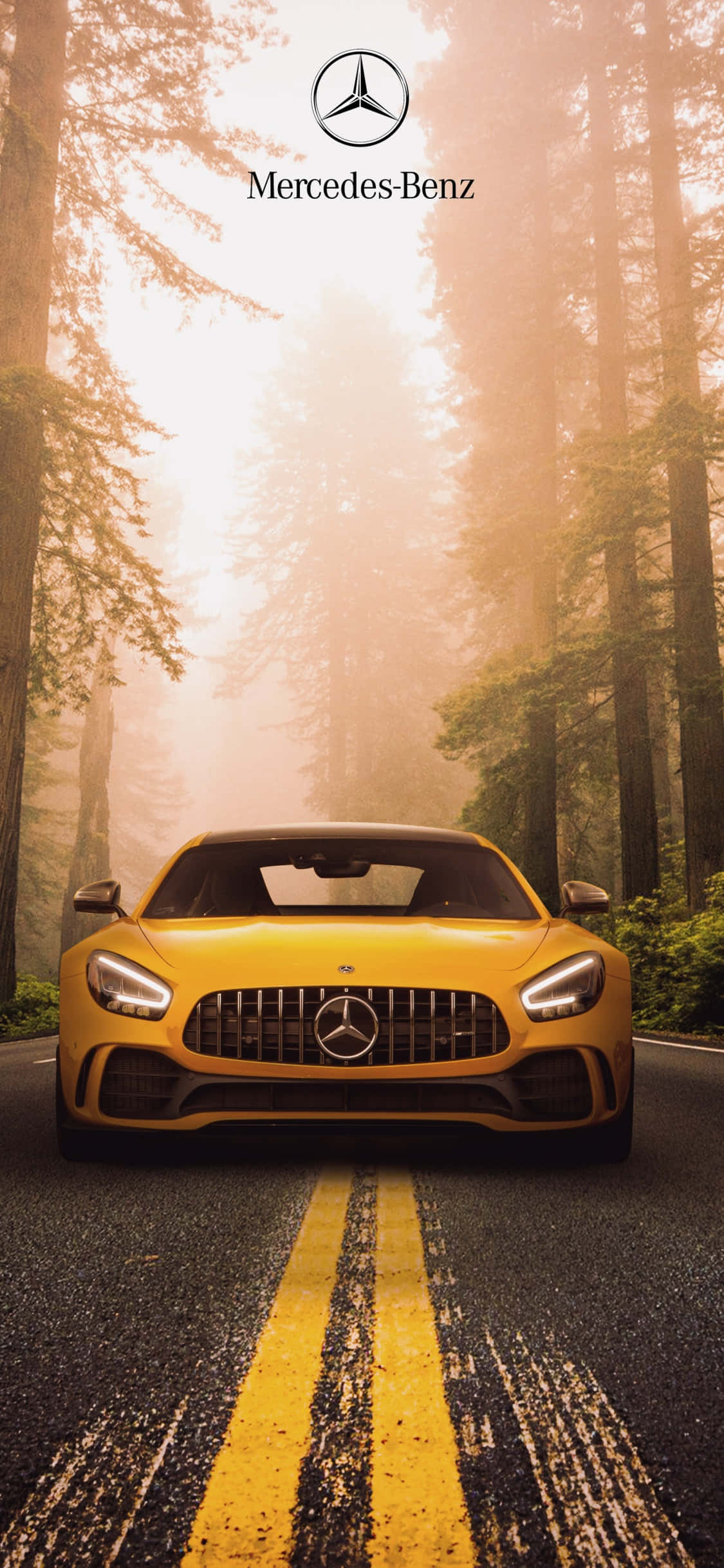 Gul iPhone Xs Mercedes Amg Bakgrunn I Skog Bakgrunner