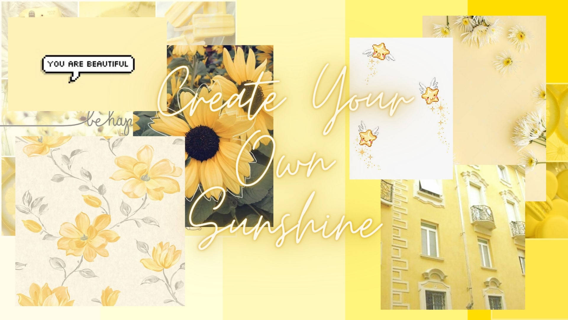 Gult collage Pinterest laptop Bakgrunner