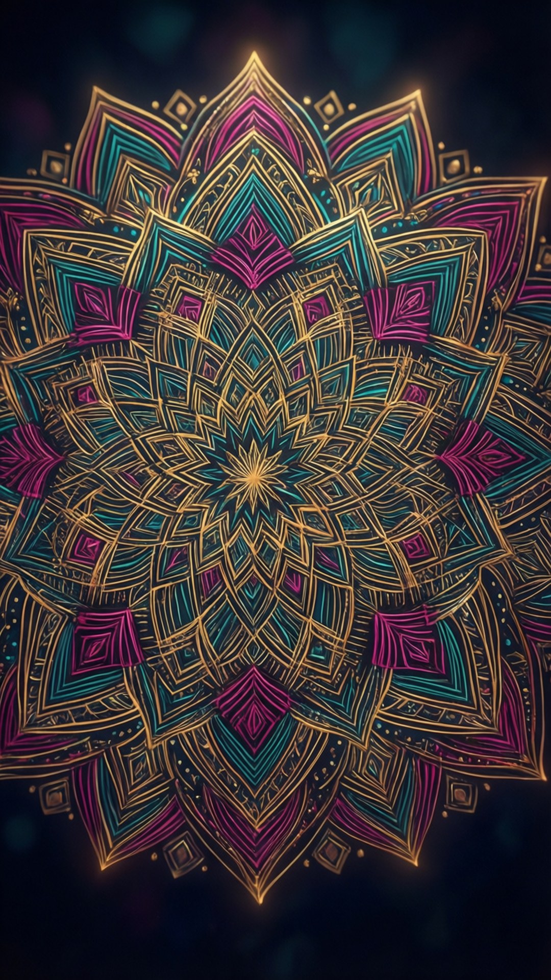 Gylden mandala-glow Bakgrunner