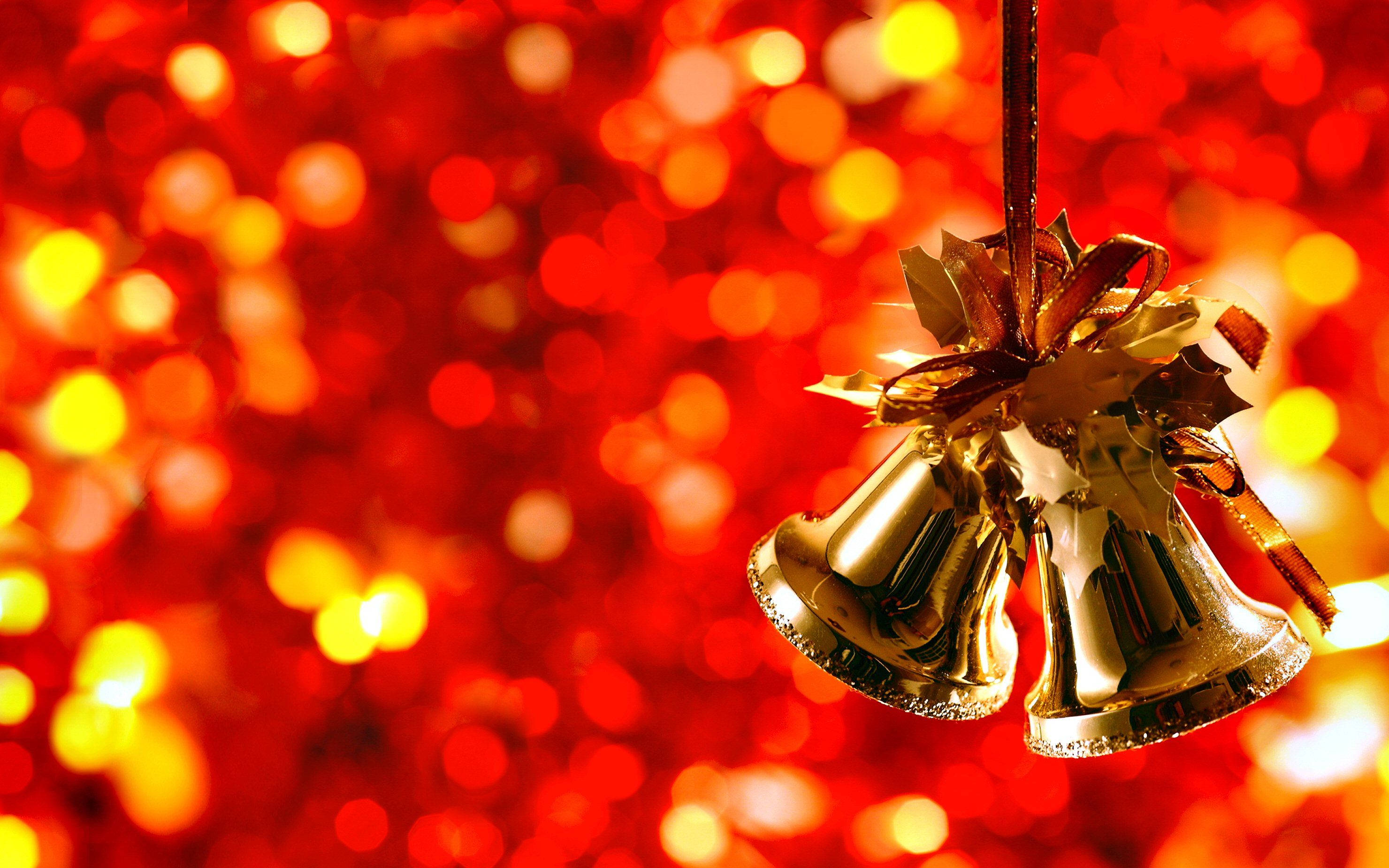 Gylne festjuleklokker med bokeh Bakgrunner