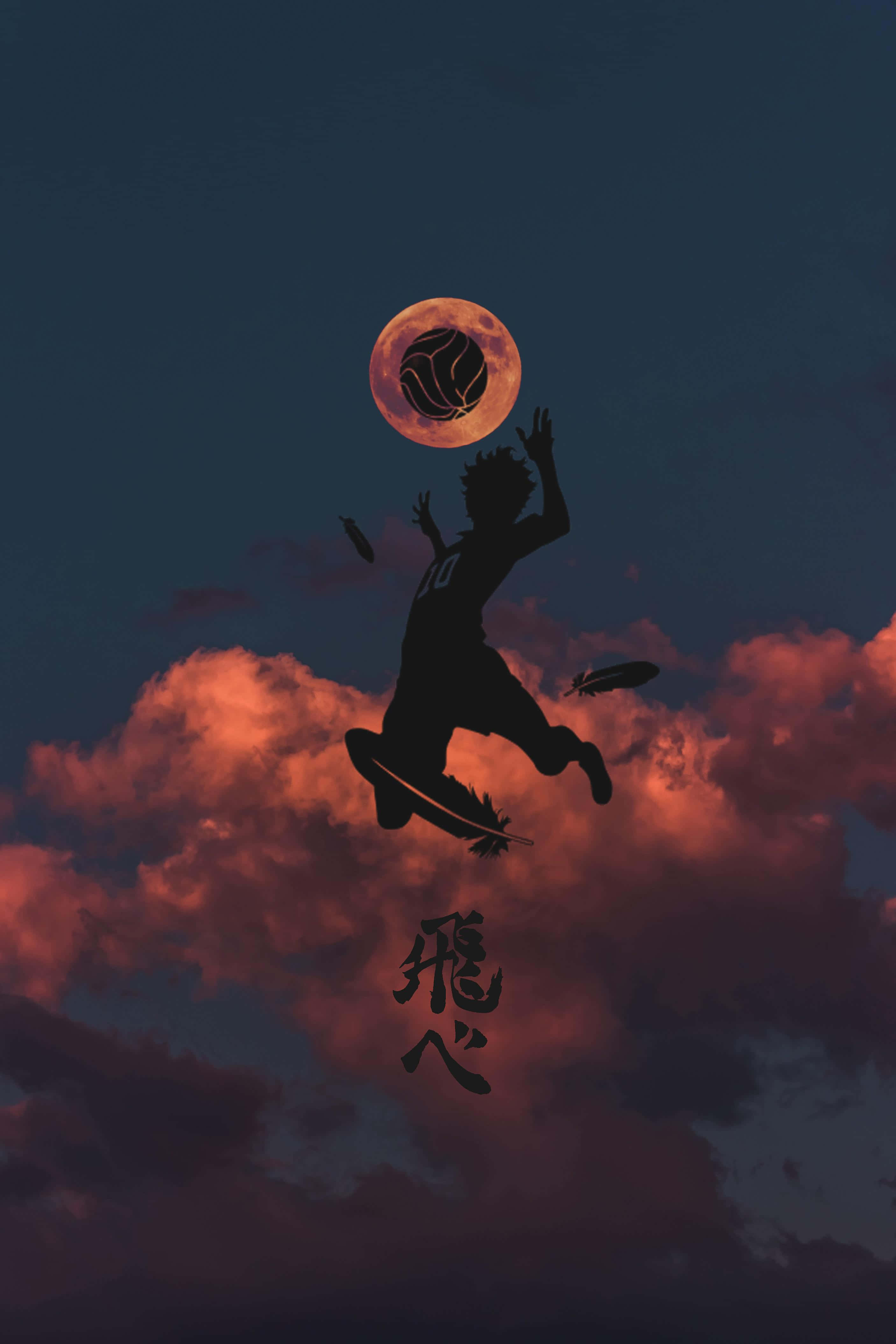 Haikyuu iPhone Shoyo Hinata Silhuett Digital Kunst Bakgrunner