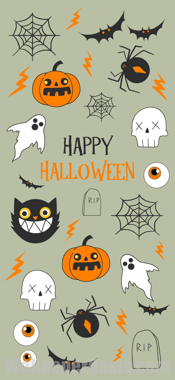 halloween-bakgrunn med en rekke halloween-symboler Bakgrunner