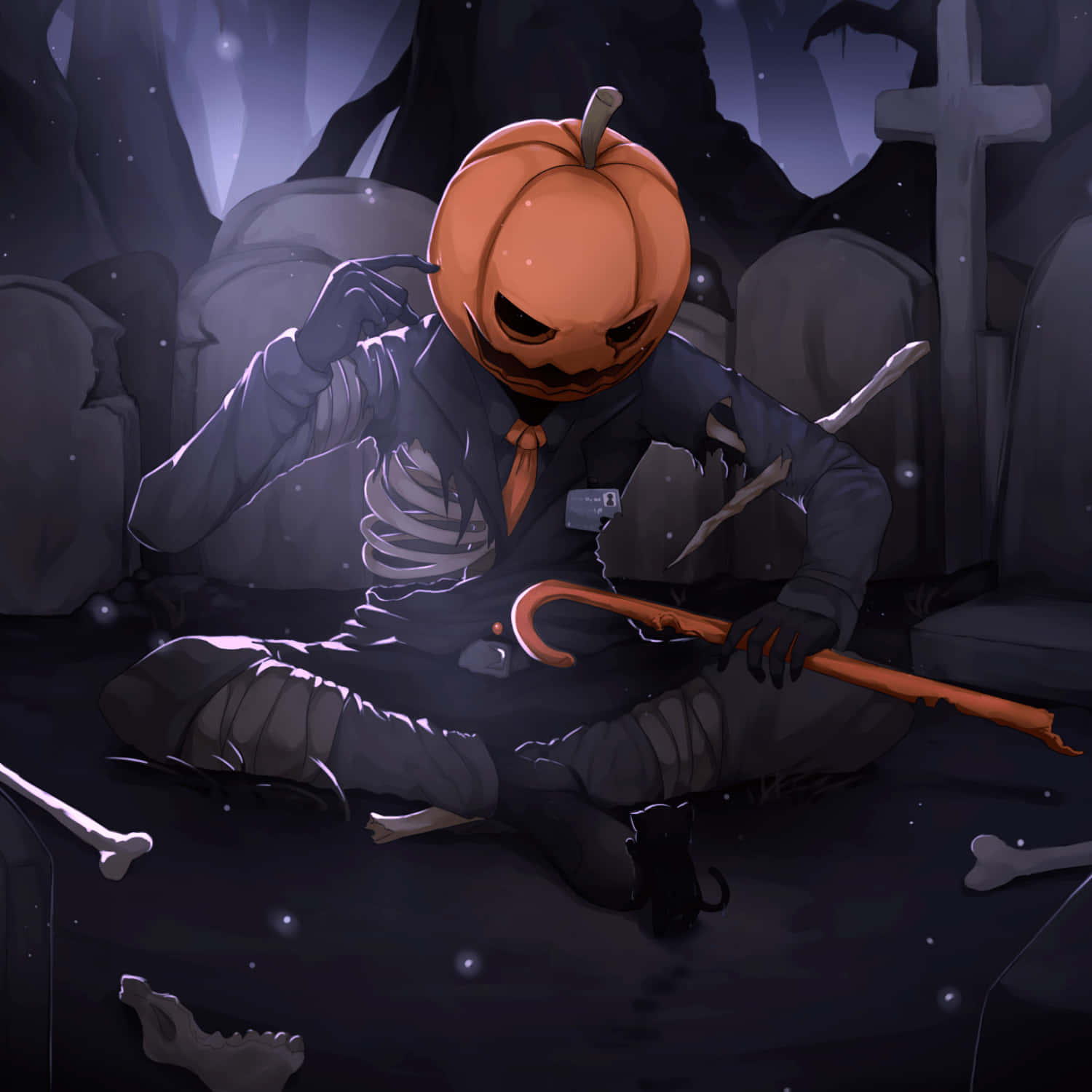 Halloween Gresskar Mann Anime PFP Estetisk Bakgrunner