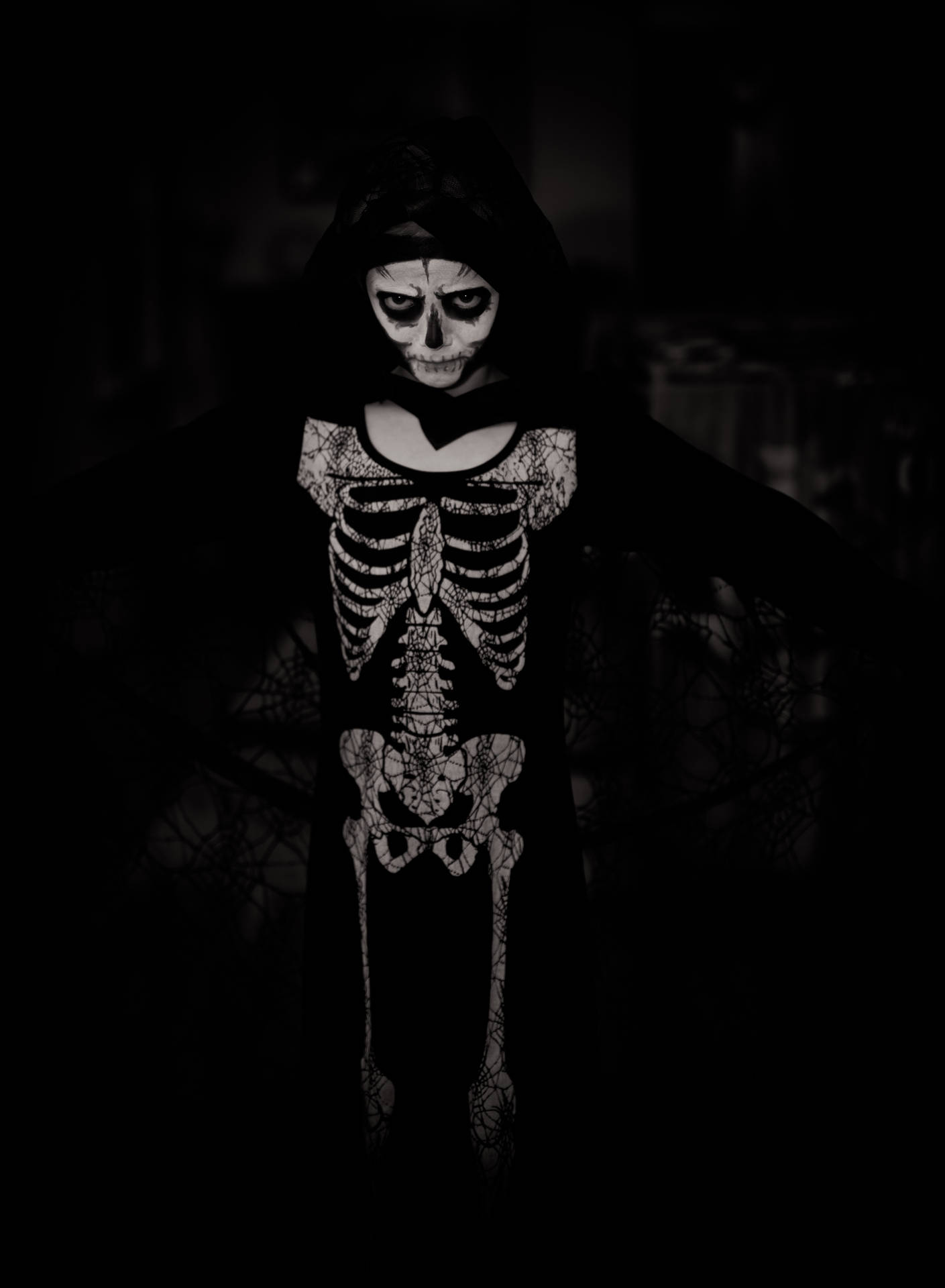 Halloween-kostyme skjelett bakgrunnsbilde — Mobil GIF Bakgrunner