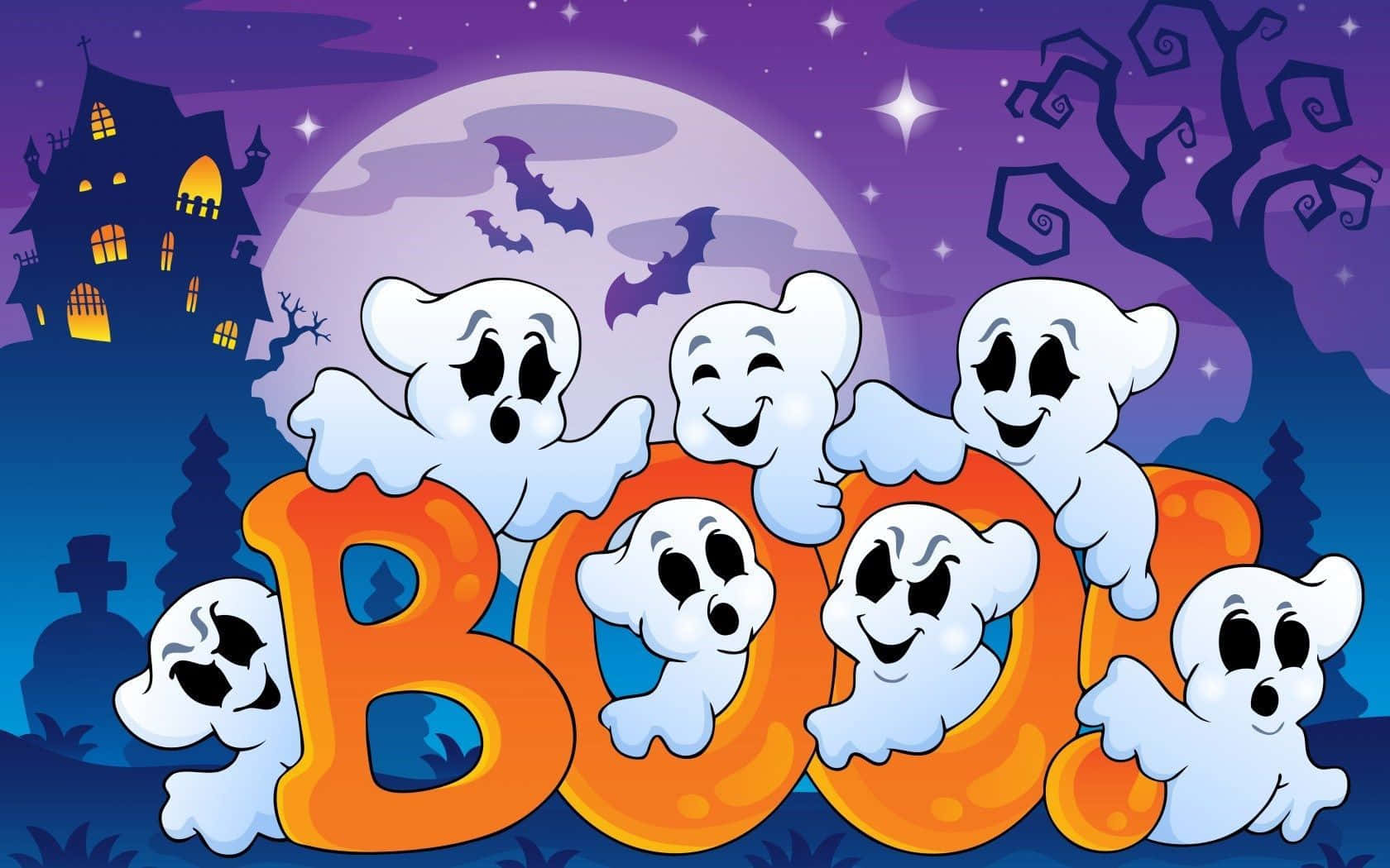 Halloween Søte Svevende Skumle Spøkelser Bilde Bakgrunner