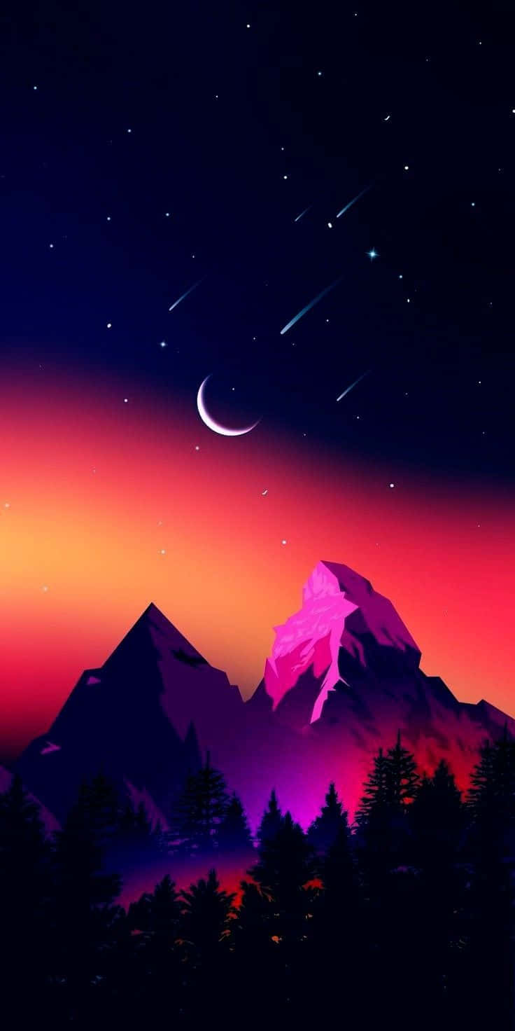 Halvmåne og fjell Pixel 3xl OLED bakgrunn Bakgrunner