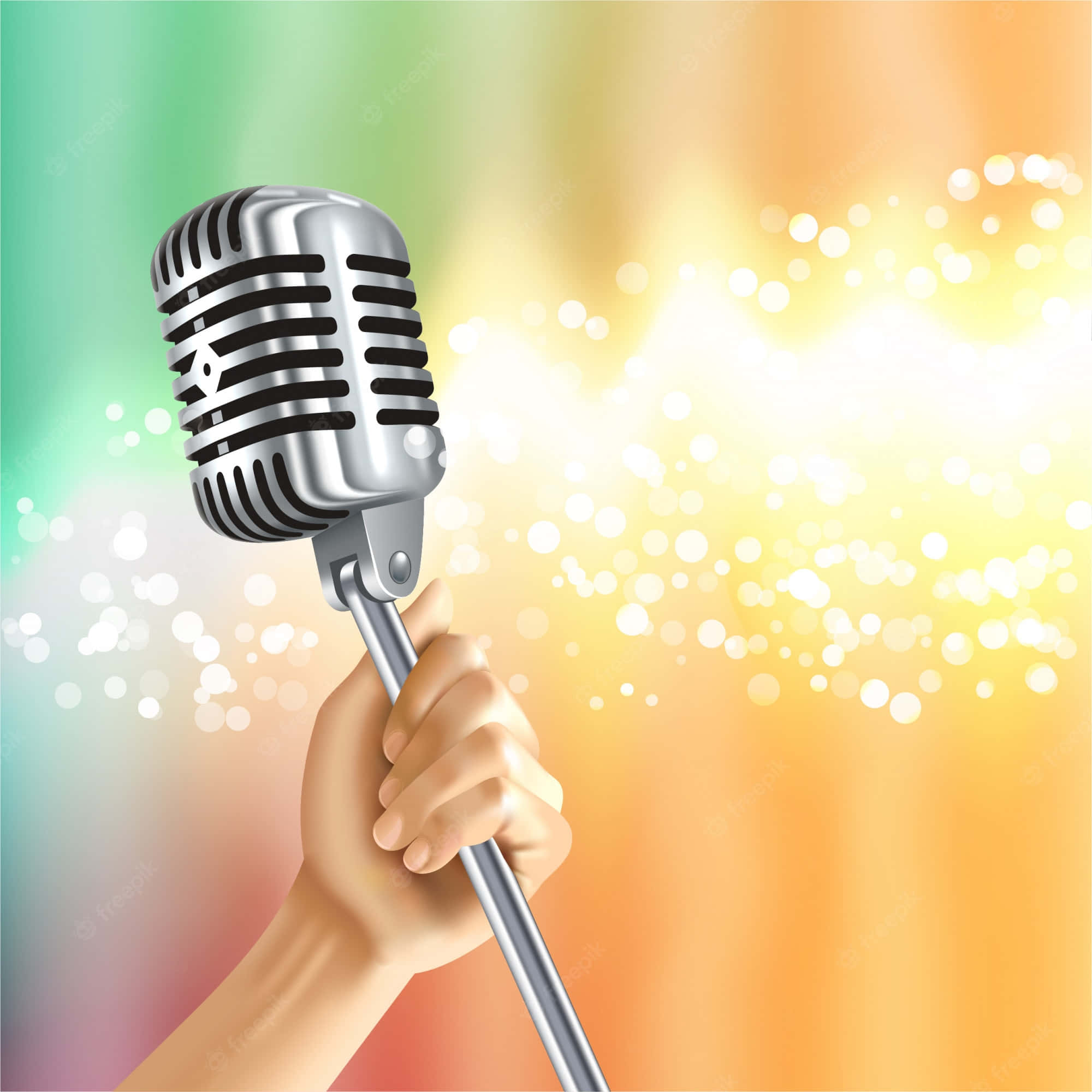 Hånd som holder en mikrofon karaokebakgrunn Bakgrunner