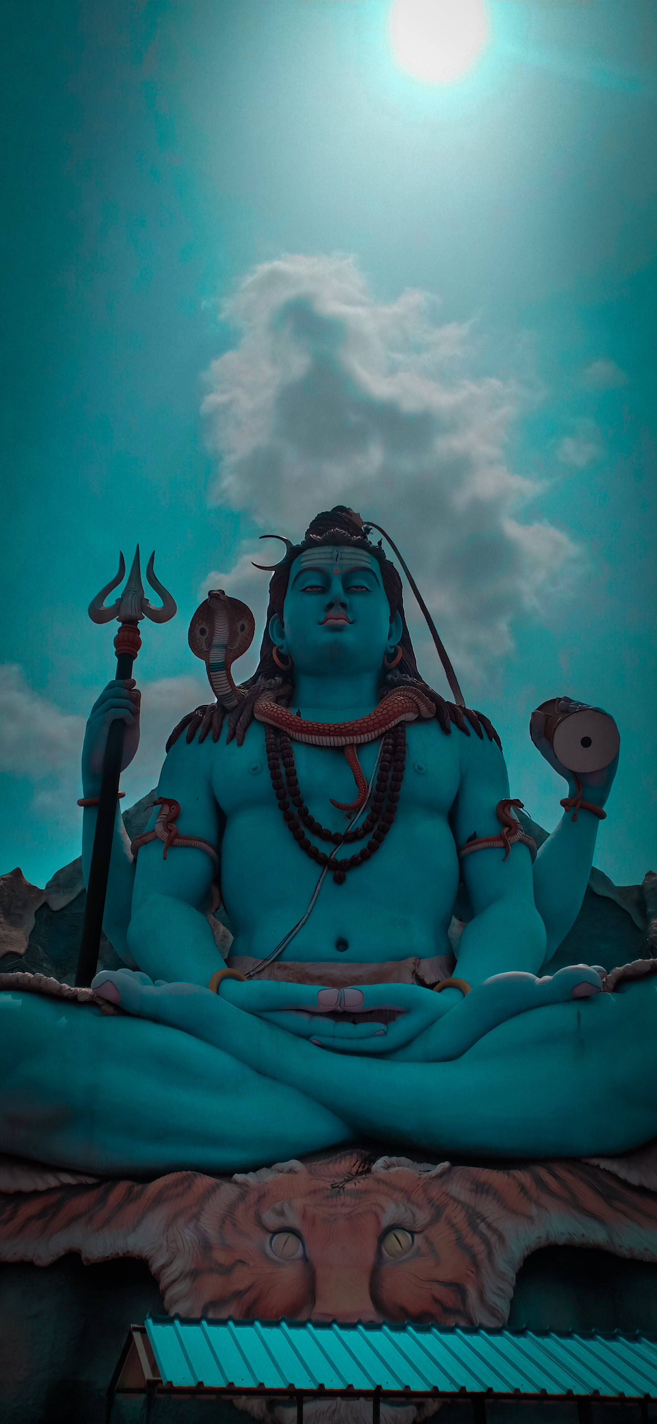Har Har Mahadev Blå Statue Bakgrunner