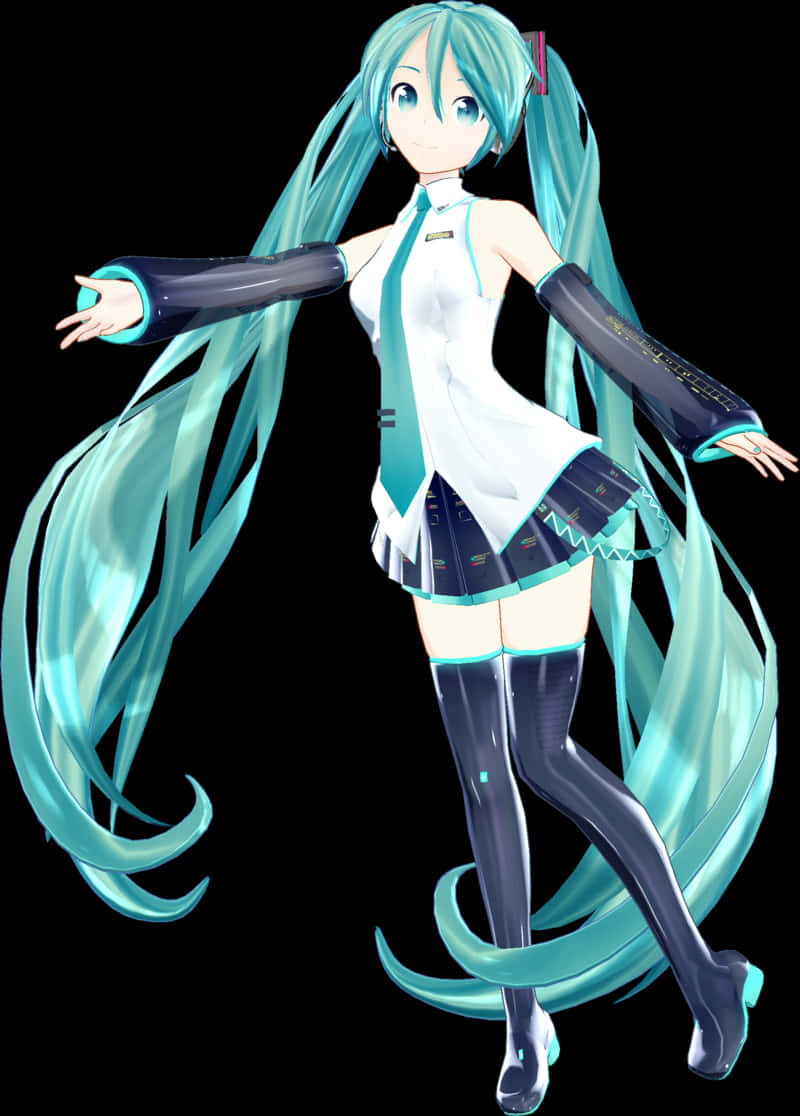 Hatsune Miku Virtuell Diva-positur Bakgrunner