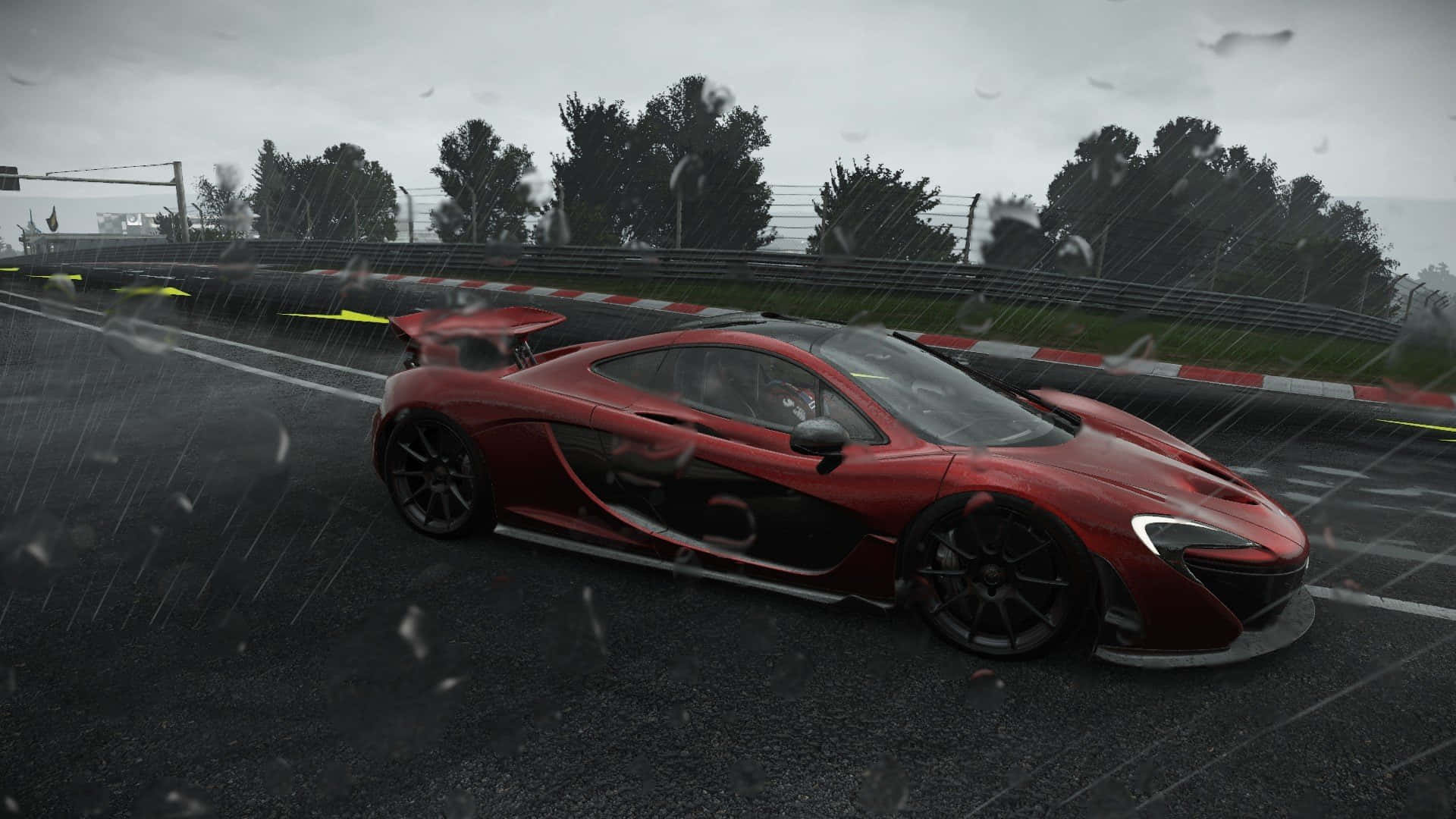 HD Project Cars Rød McLaren P1 i Regn Bakgrunn Bakgrunner