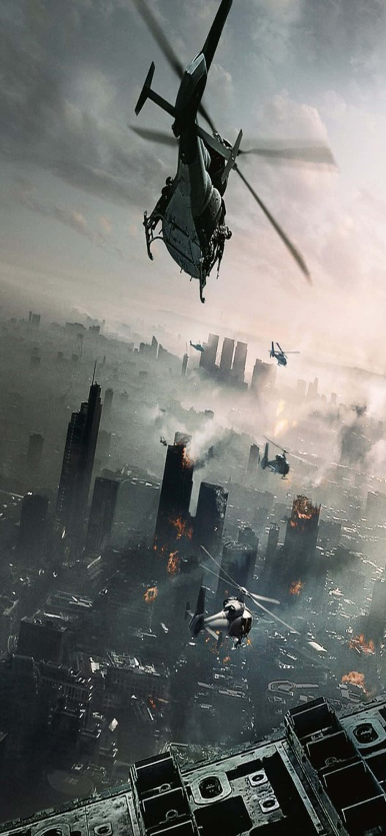 Helikopter Over Byen iPhone XS Max World War Z Bakgrunn Bakgrunner