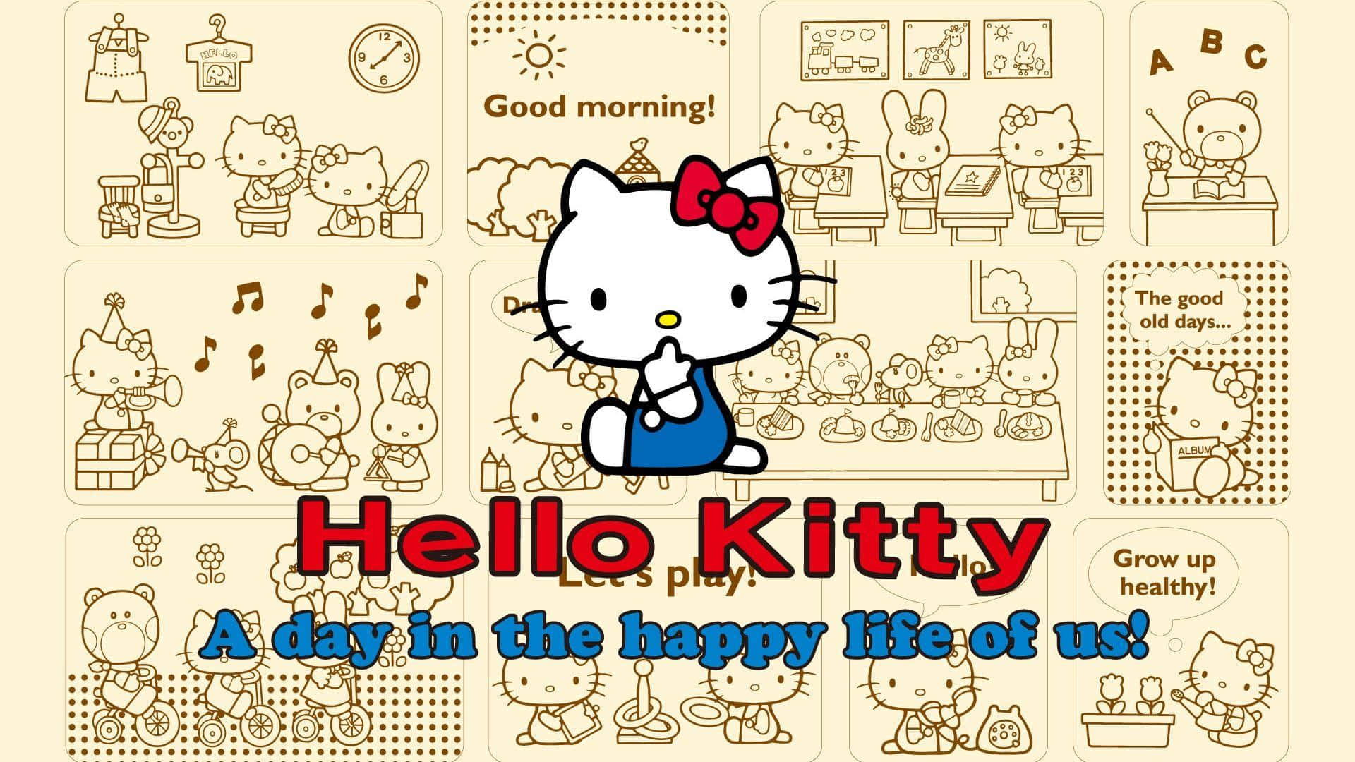 Hello Kitty Beige Aesthetic Bakgrunn Bakgrunner