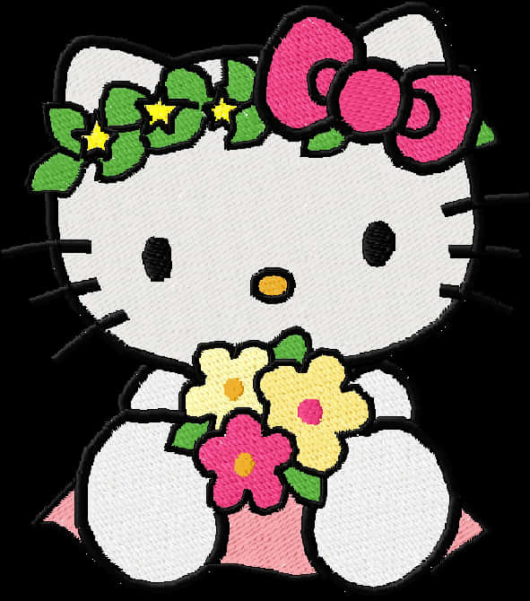 Hello Kitty Blomsterbroderi Bakgrunner